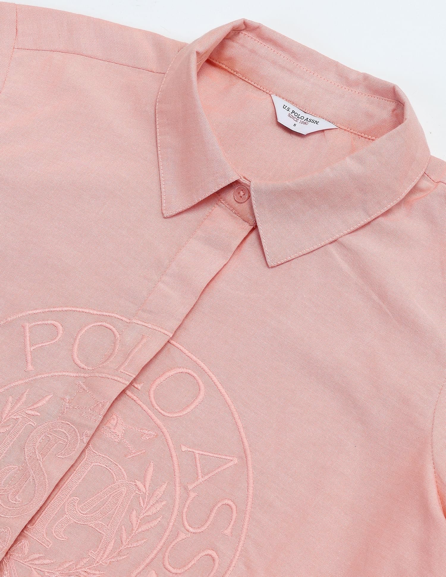 Brand Embroidered Oxford Shirt Peach - U.S. POLO ASSN. | Large
