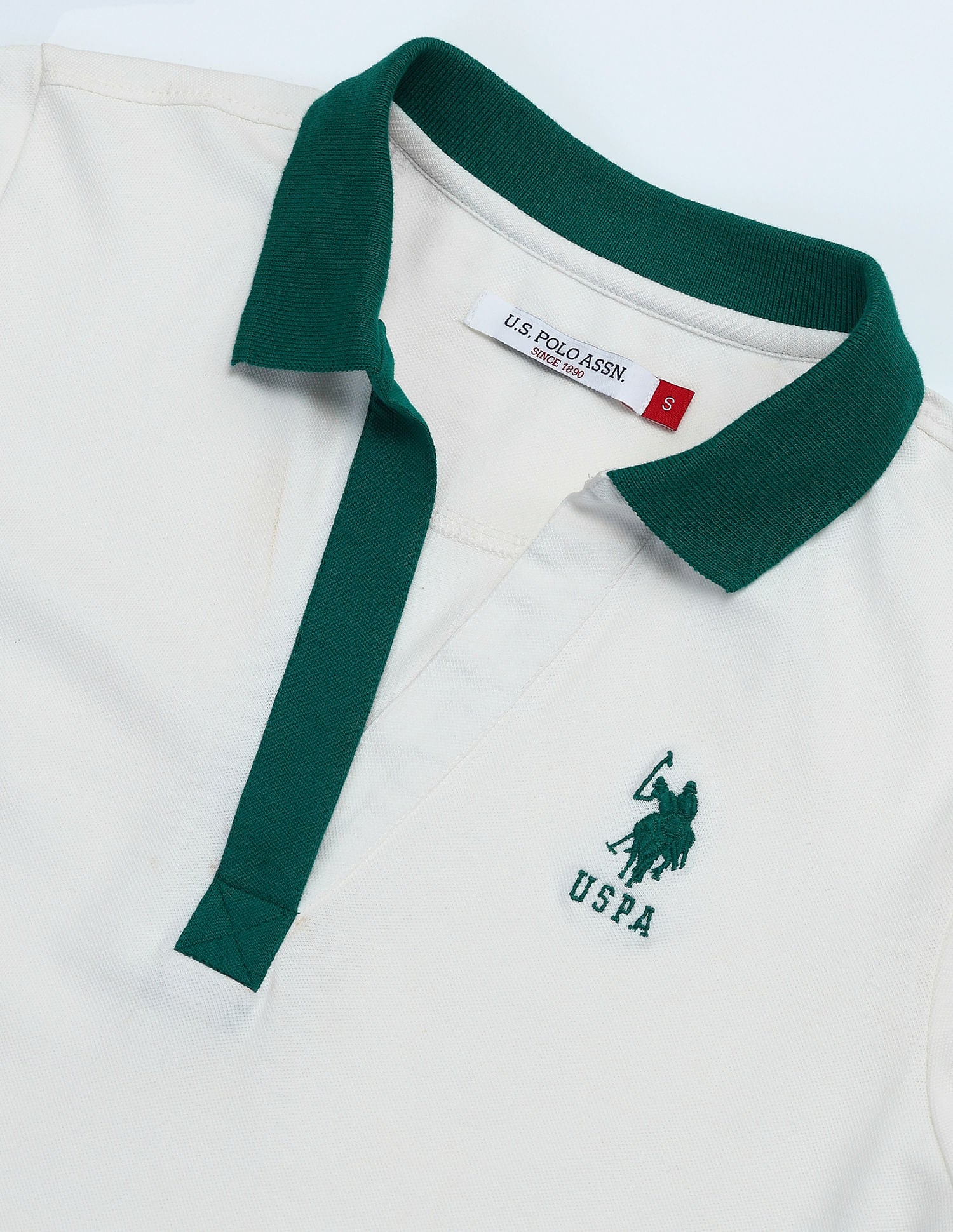 Contrast Collar Oversized Polo Shirt Off White - U.S. POLO ASSN. | Large