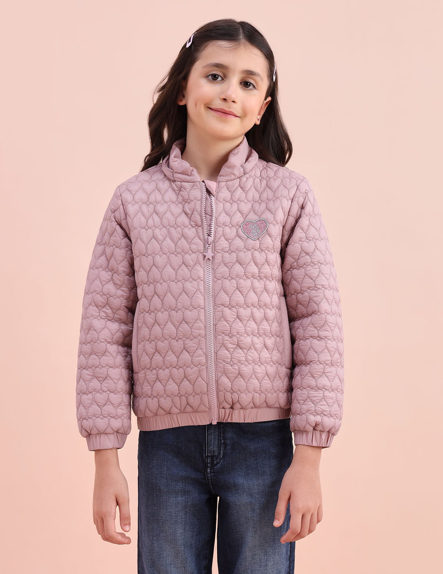 Heart Quilted Regular Fit Jacket Blush - U.S. POLO ASSN. | Large