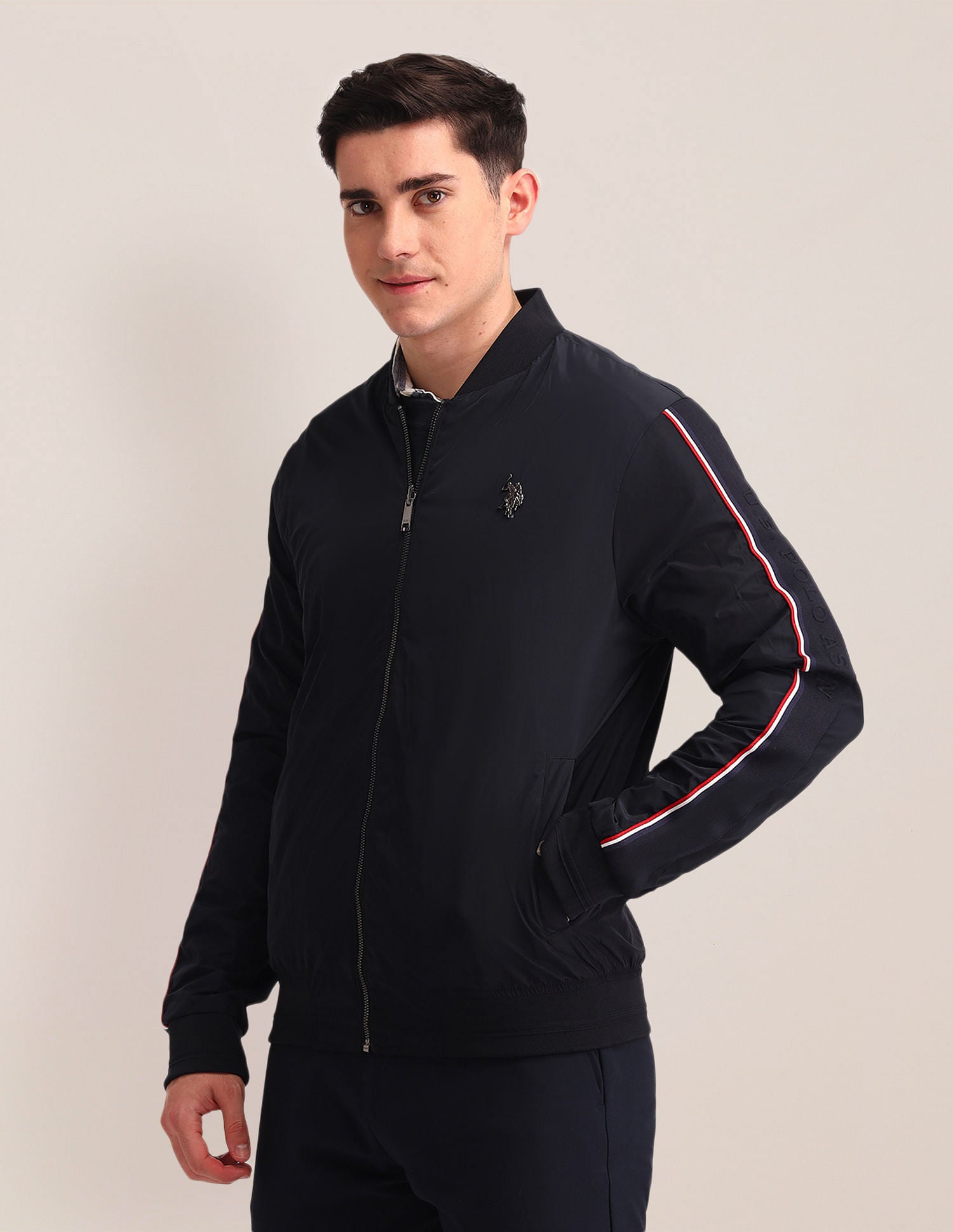 Regular Fit Striped Bomber Jacket Navy - U.S. POLO ASSN. | Large
