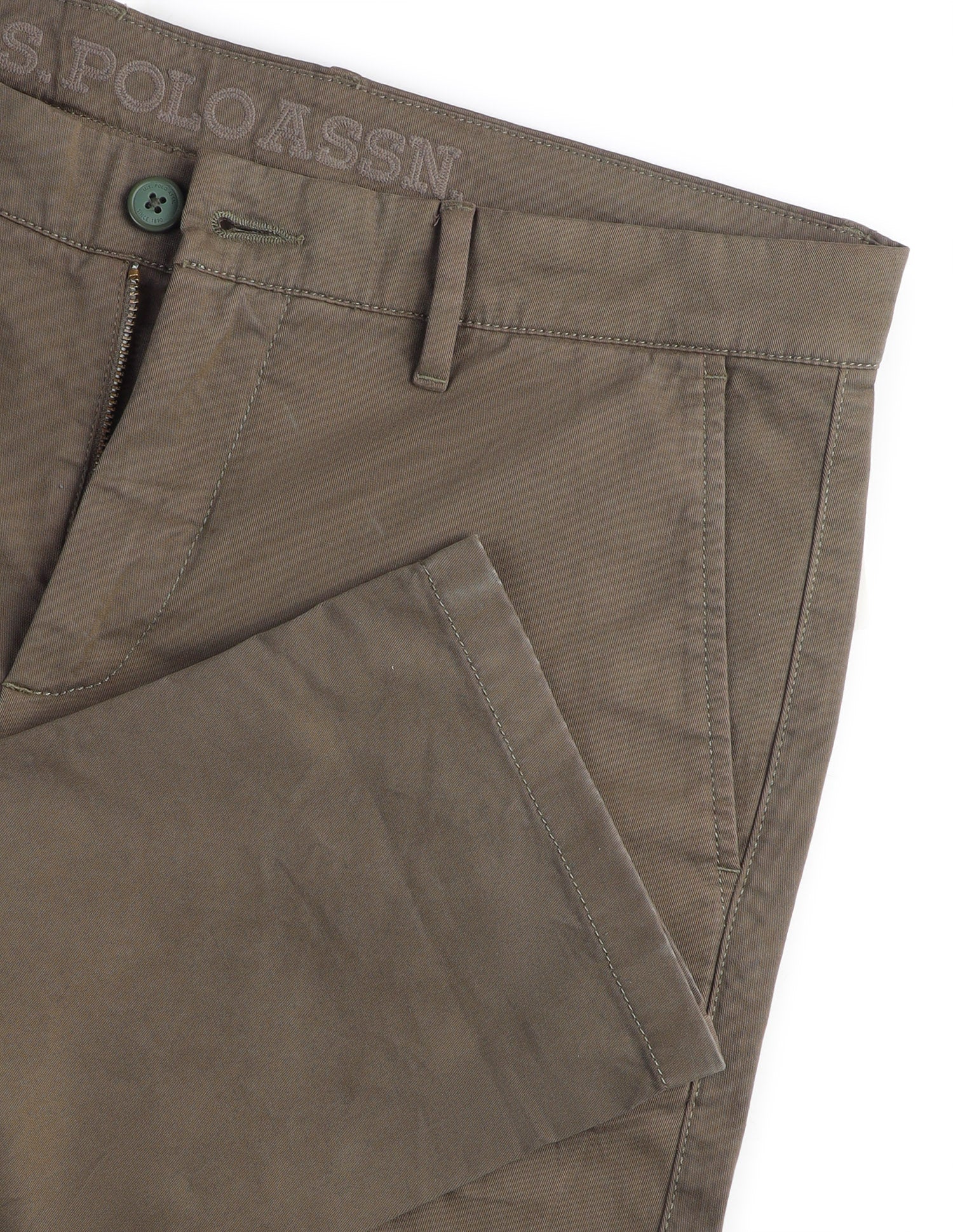 Denver slim fit Twill Trousers Light Olive - U.S. Polo Assn. India | Large