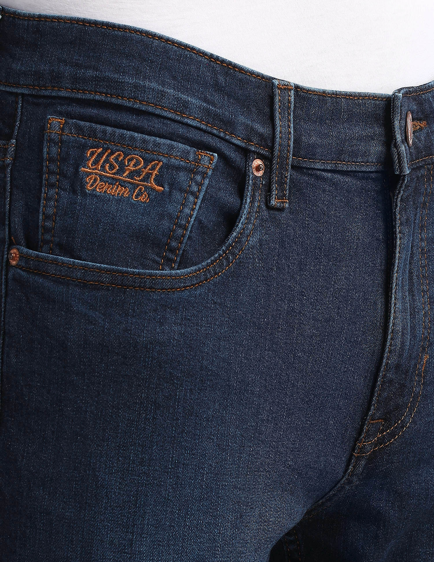 Brandon Slim Tapered Fit Mid Rise Jeans Dark Blue - U.S. Polo Assn. India | Large