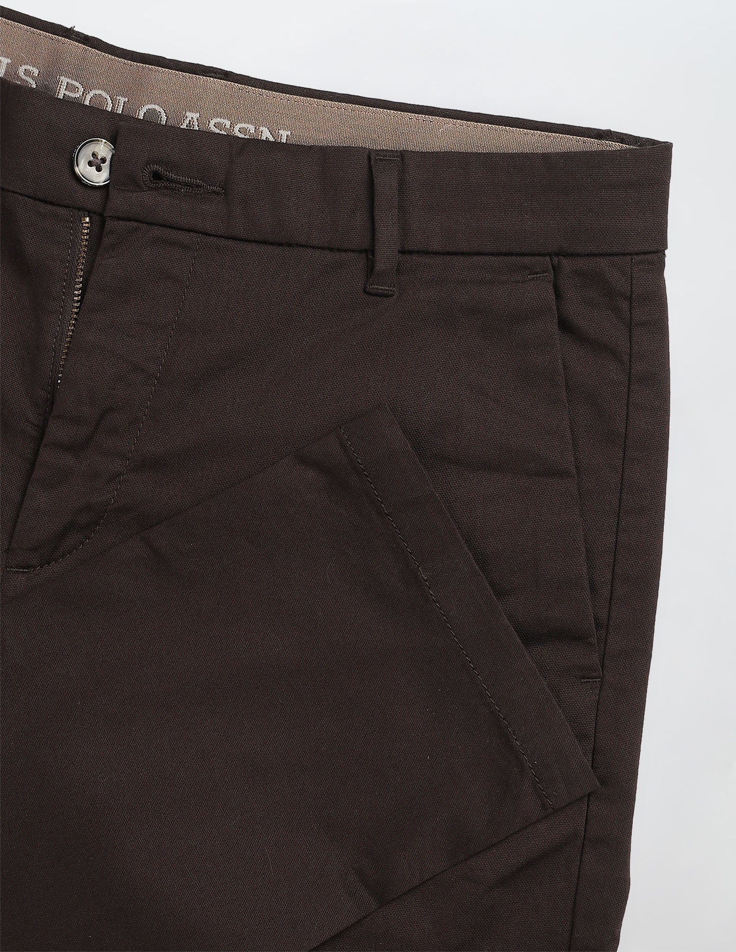 Austin Slim Fit Mid Rise Trousers Choco - U.S. Polo Assn. India | Large