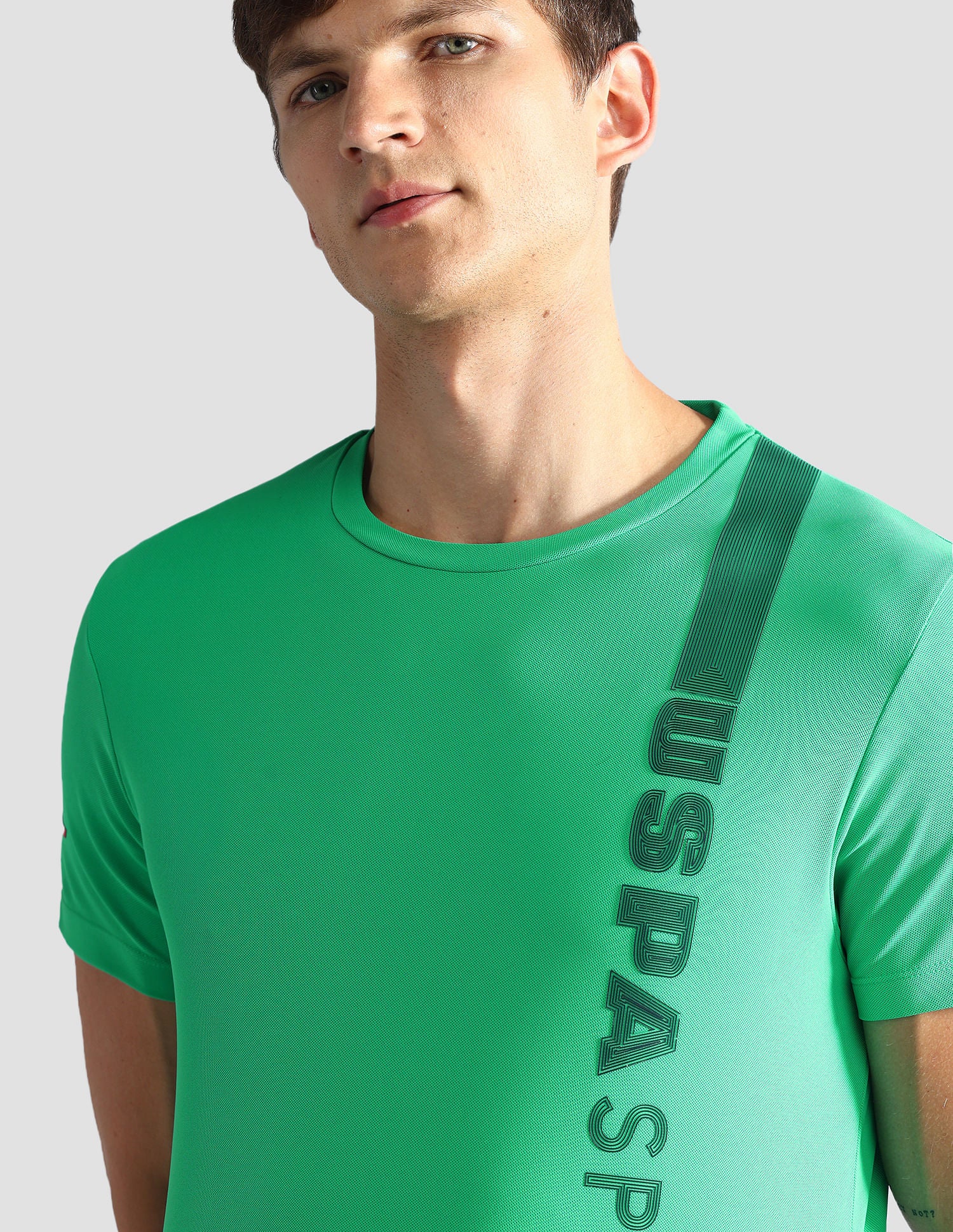 Brand Stripe Honeycomb T-Shirt Green - U.S. Polo Assn. India | Large