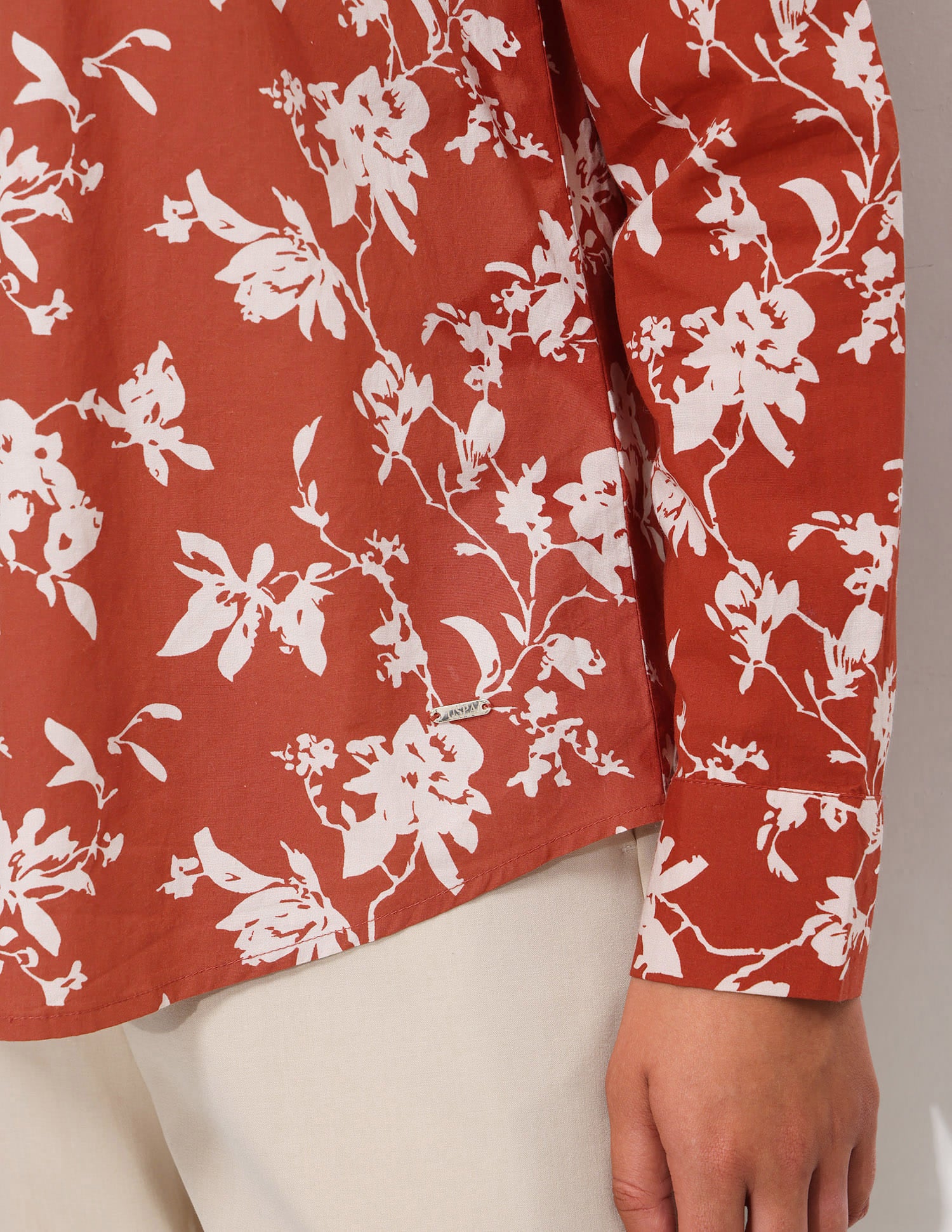 Floral Printed Regular Fit Shirt Rust - U.S. Polo Assn. India | Large