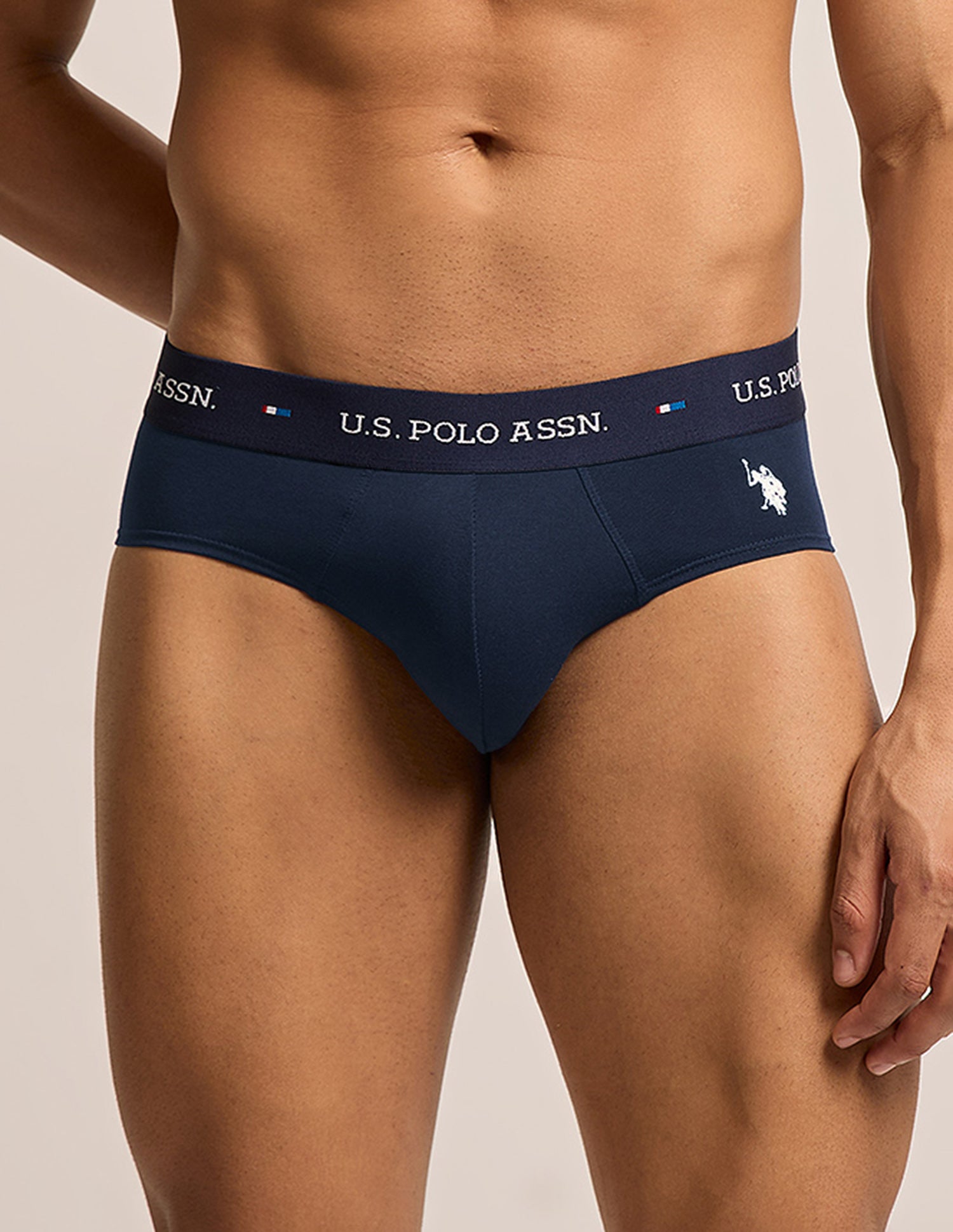 Breathable Cotton Stretch OEB25 Briefs - Pack of 3 Navy | Curds | Black - U.S. Polo Assn. India | Large