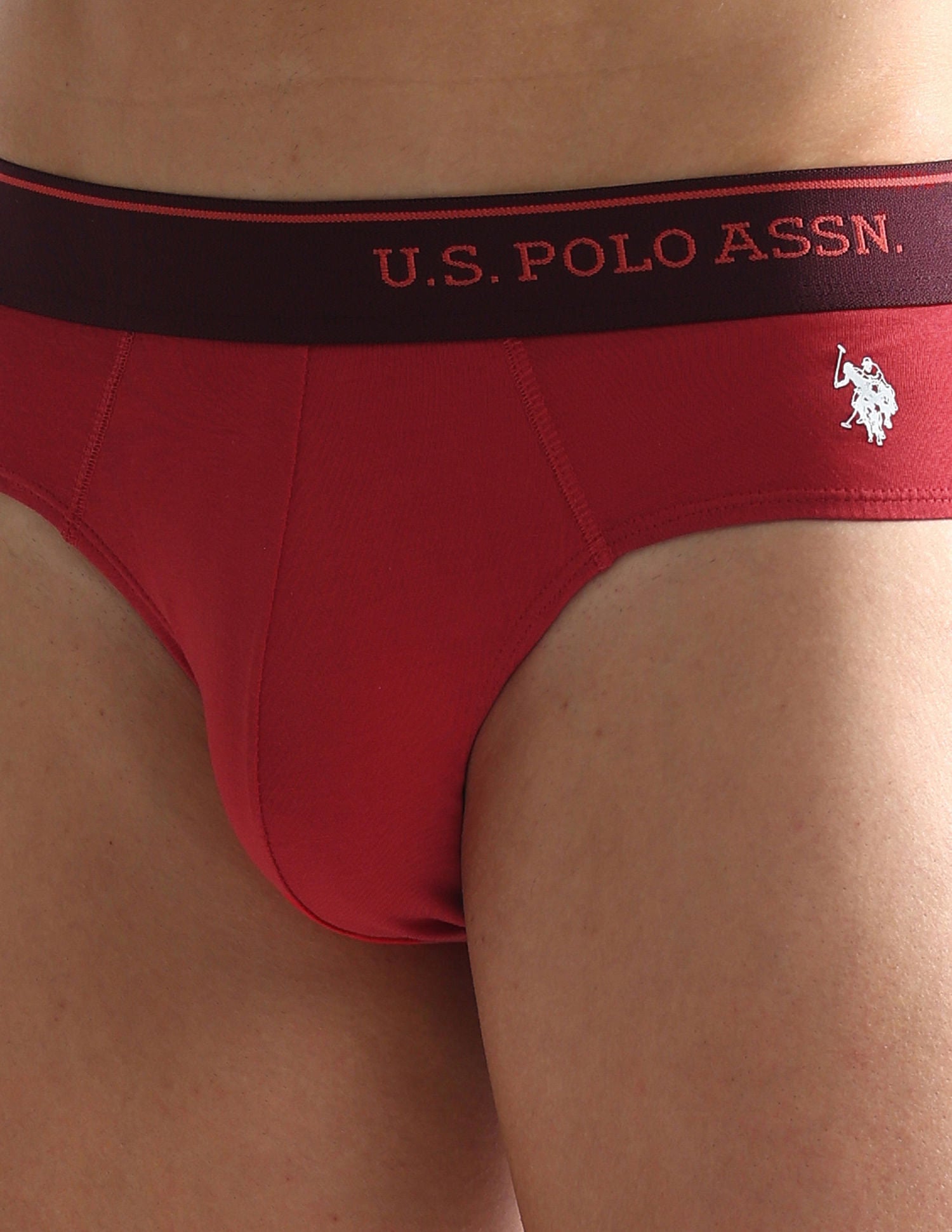 Pure Cotton Antibacterial OEB08 Briefs - Pack Of 2 Red - U.S. POLO ASSN. | Large