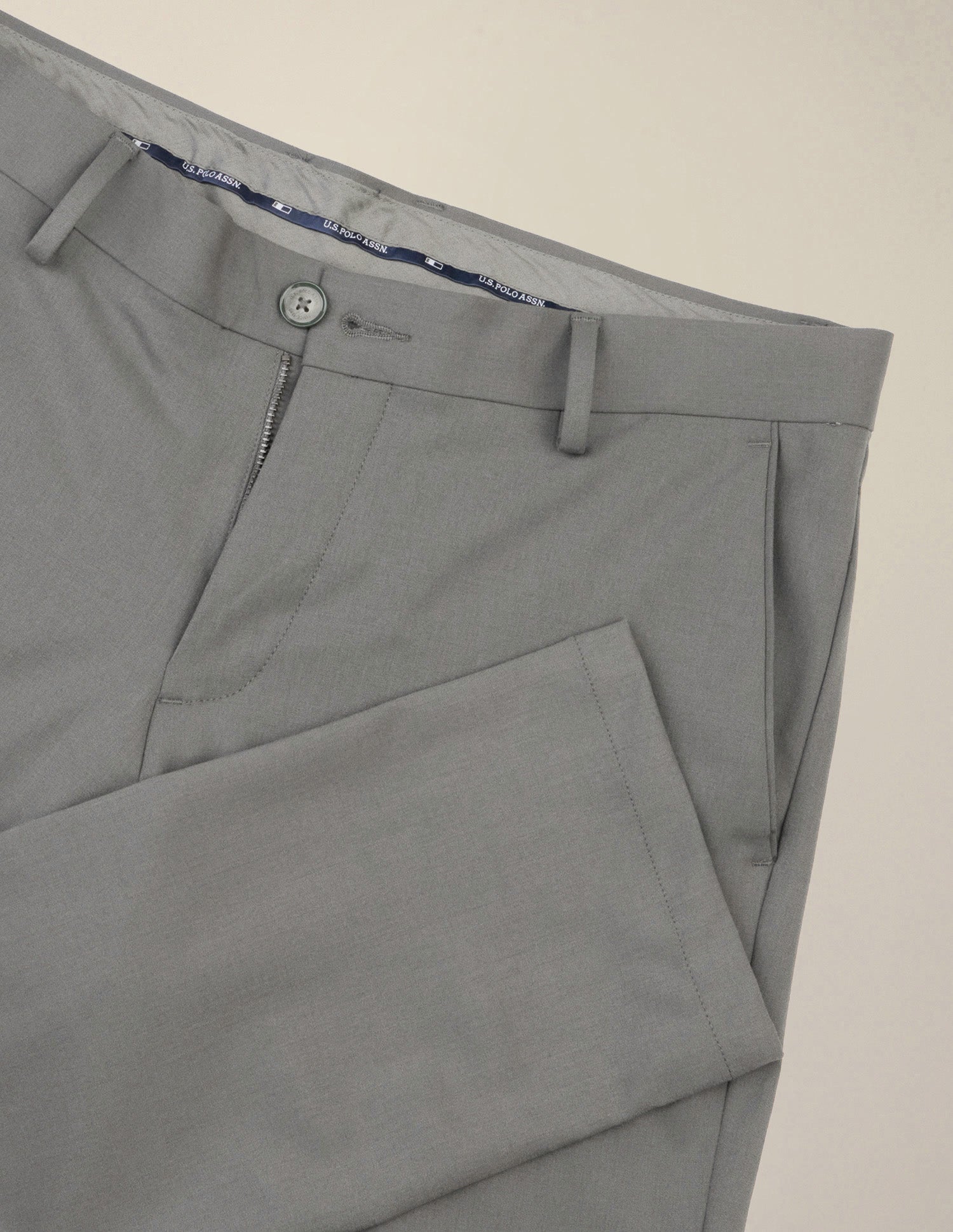 Super Slim Fit Satin Trousers Sage - U.S. Polo Assn. India | Large