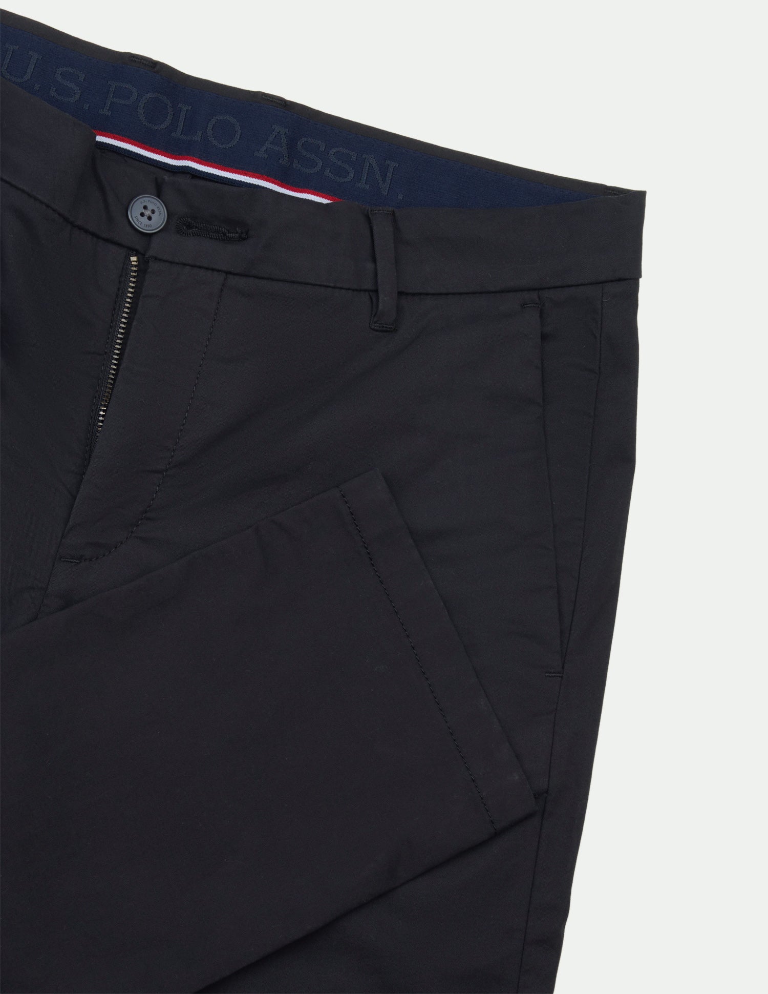 Twill Austin Trim Regular Fit Trousers Black - U.S. Polo Assn. India | Large