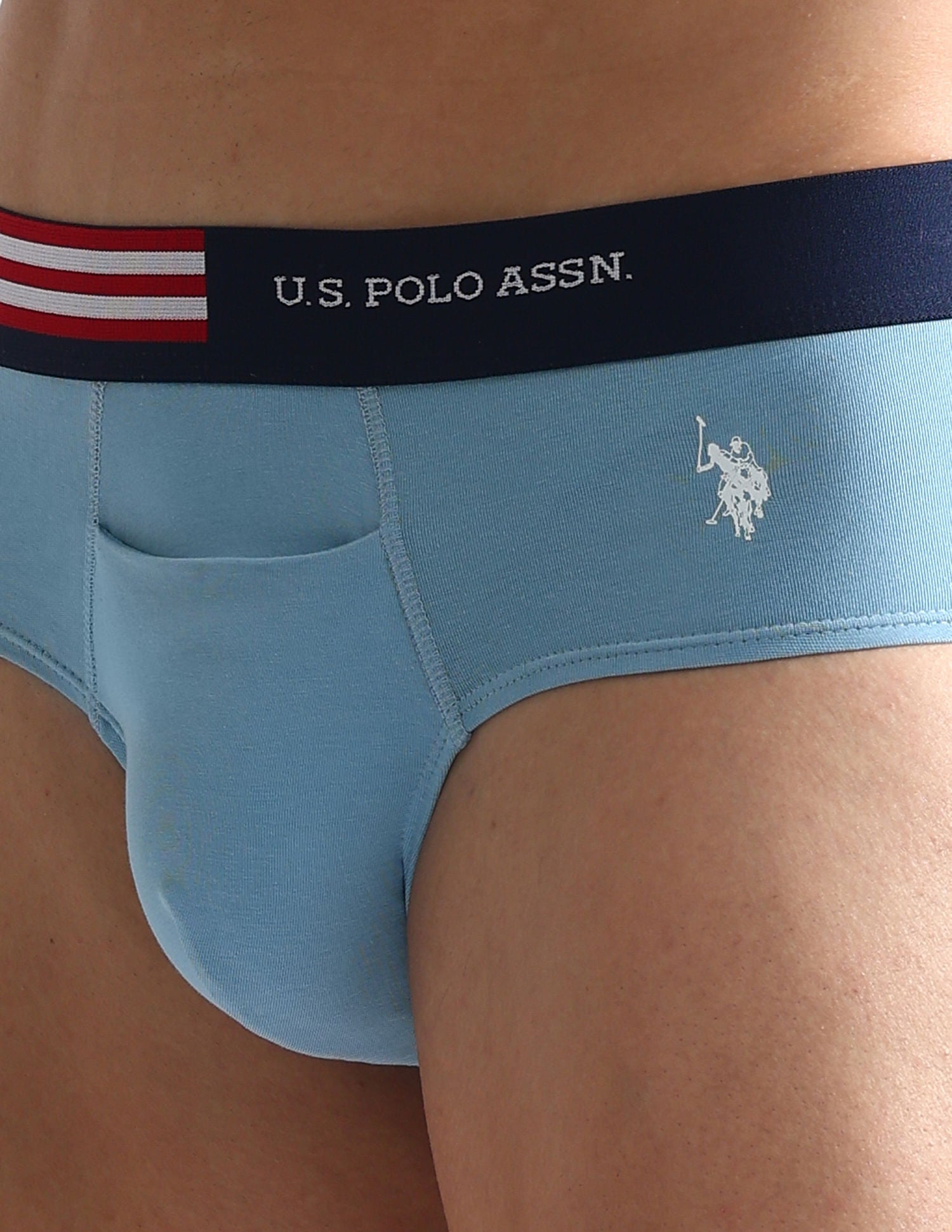 Flag Waist Single Jersey OEB06 Briefs - Pack Of 2 Navy and Blue - U.S. POLO ASSN. | Large