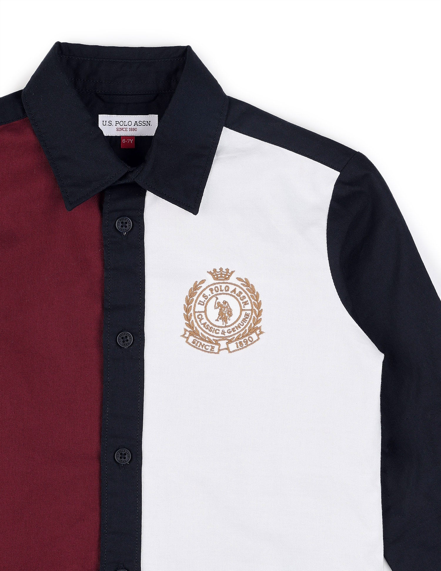 Boys Colorblocked Pure Cotton Shirt Navy - U.S. POLO ASSN. | Large