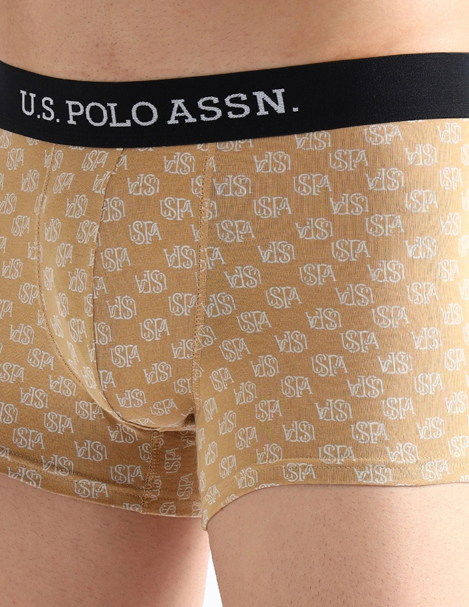 Elasticized Waist Solid OET14 Trunks - Pack Of 3 Old Rose, Iced Coffee and White - U.S. POLO ASSN. | Large