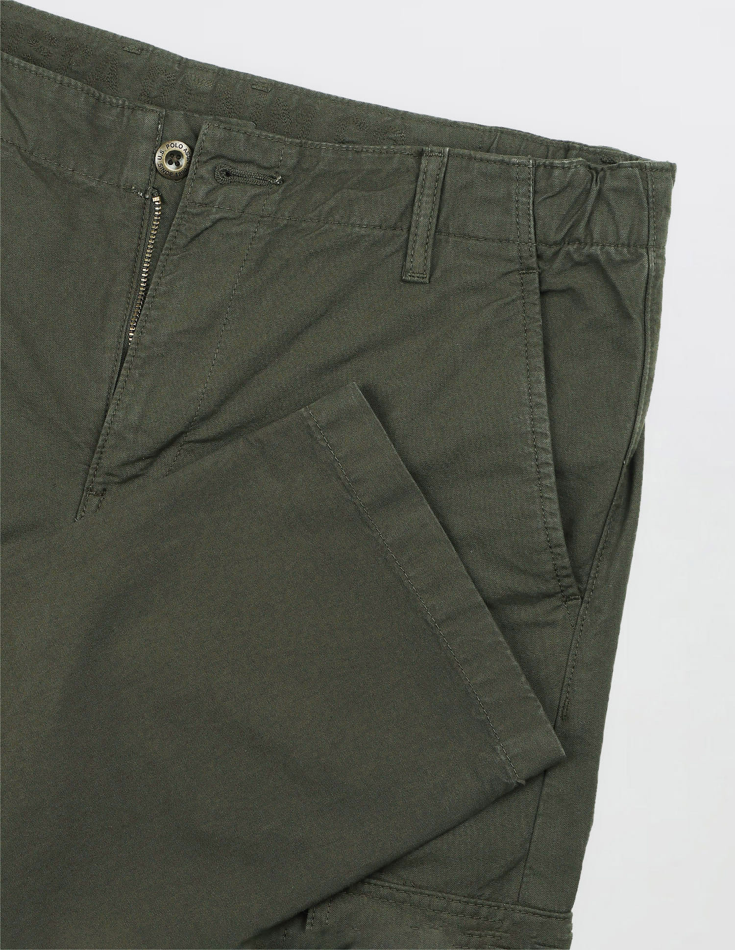 Solid Slim Straight Trousers Green - U.S. Polo Assn. India | Large