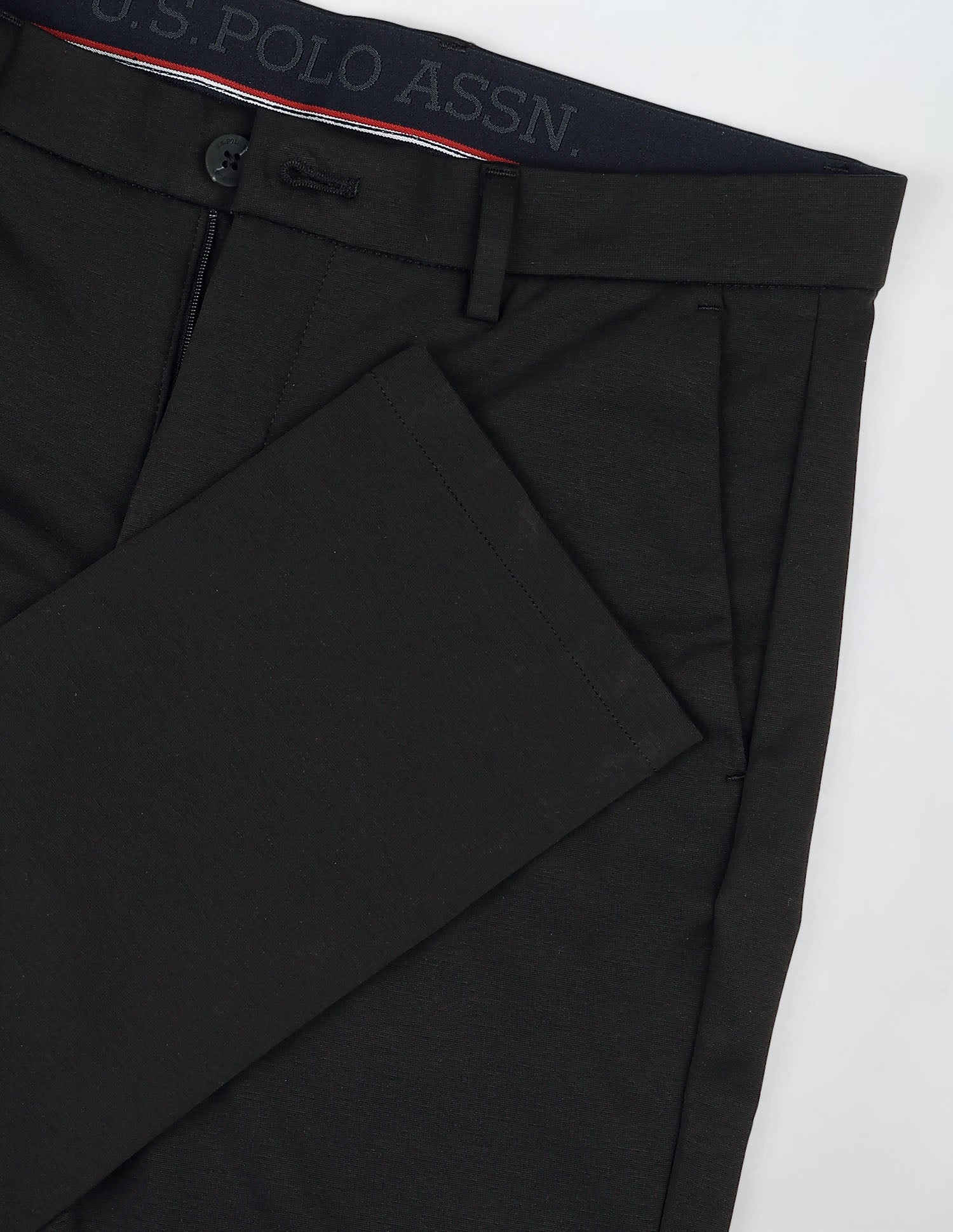 Satin Slim Fit Trousers Black - U.S. Polo Assn. India | Large