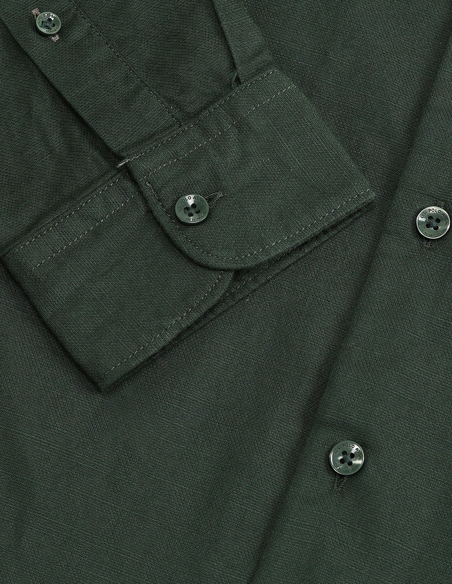 Slim Fit Solid Shirt Olive - U.S. Polo Assn. India | Large