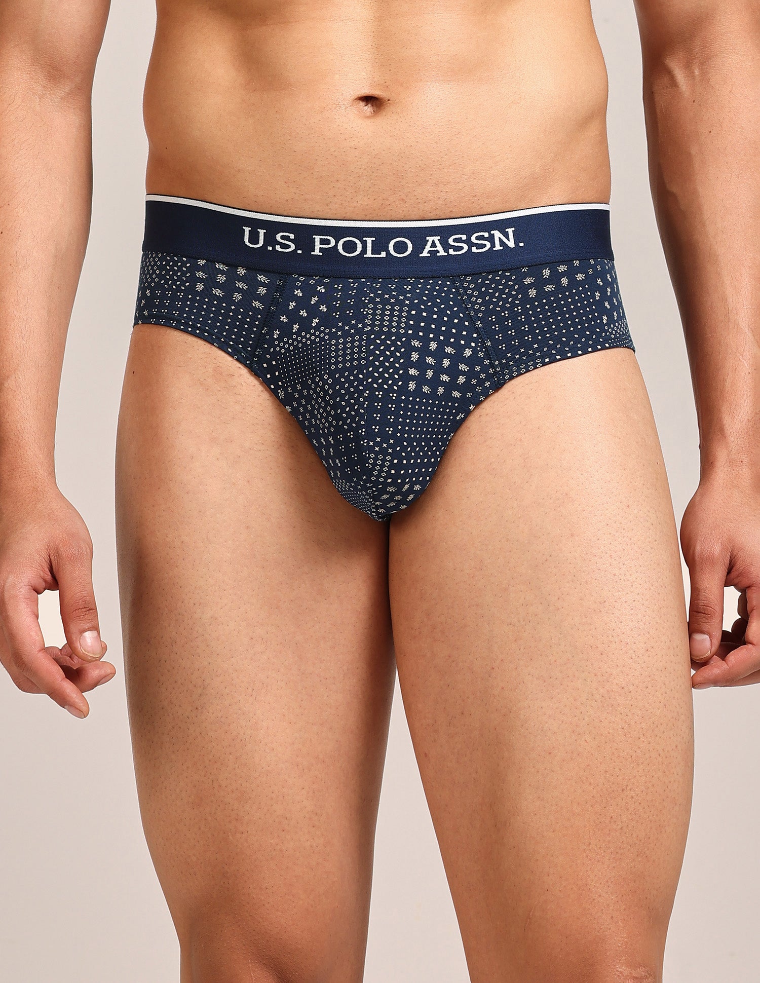 Abrasion Free Printed OEB24 Briefs - Pack Of 3 Blue, Navy, Light Blue - U.S. Polo Assn. India | Large