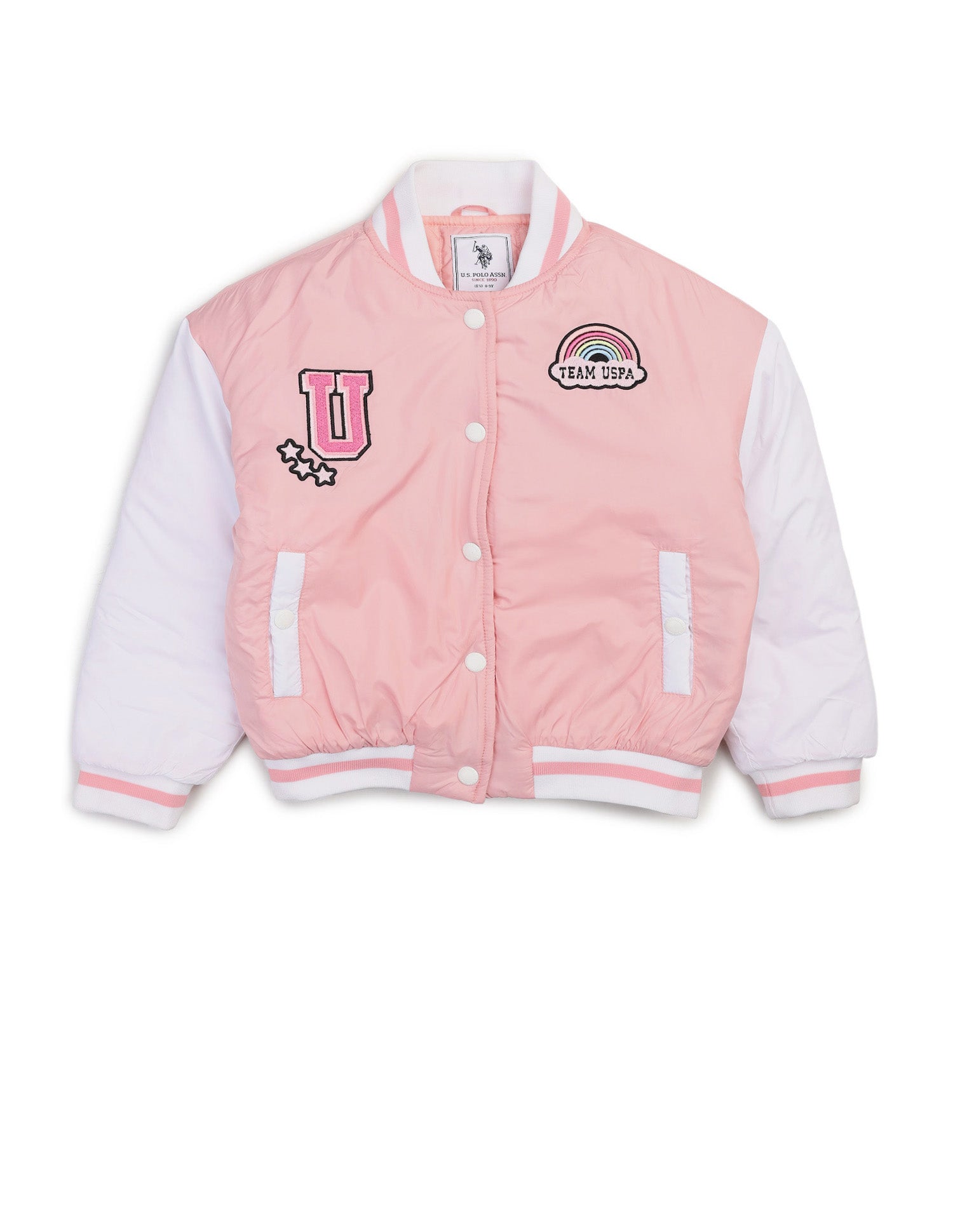 Colourblocked Regular Fit Varsity Jacket Light Peach - U.S. POLO ASSN. | Large