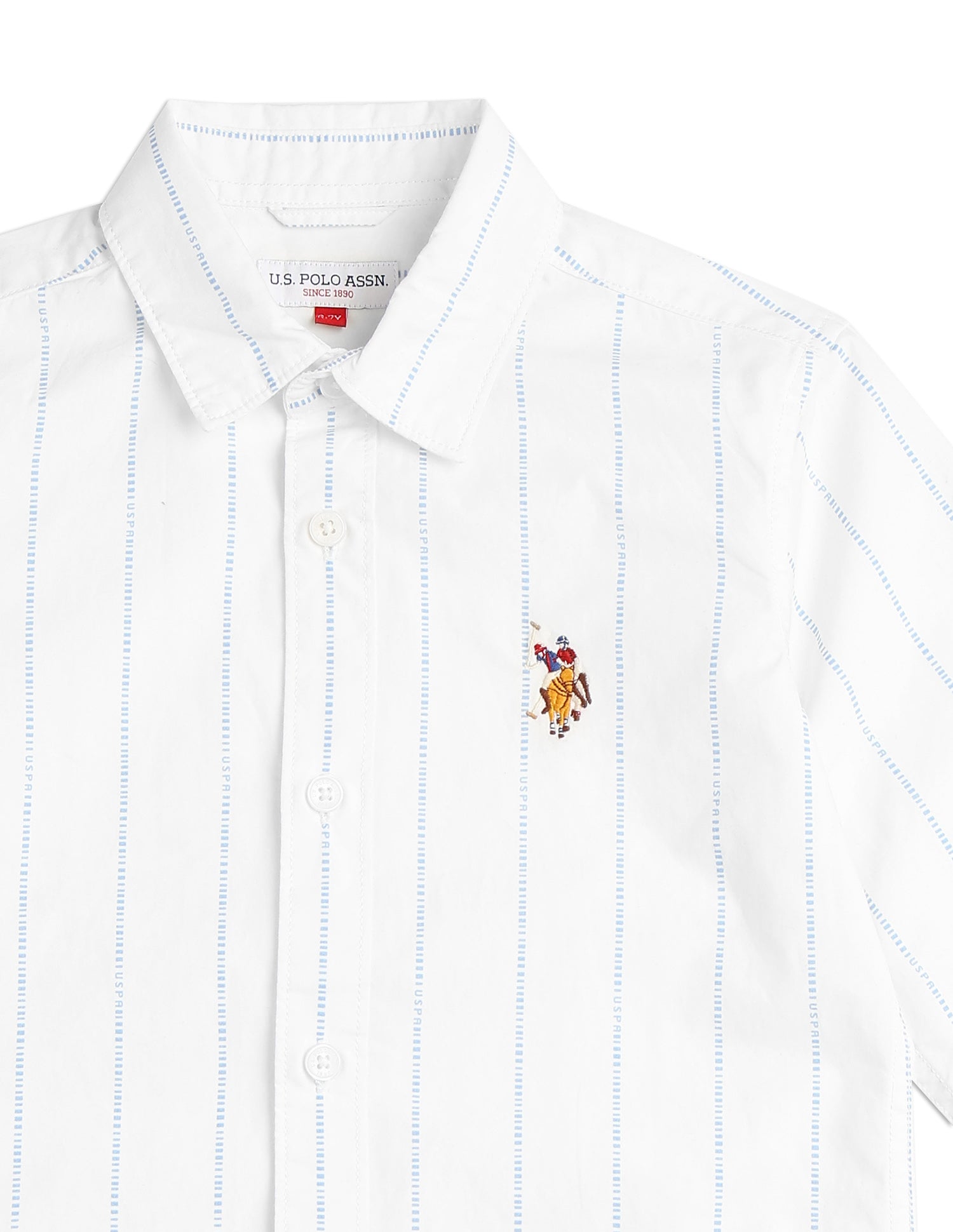 Boys Vertical Striped Regular Fit Shirt White - U.S. POLO ASSN. | Large