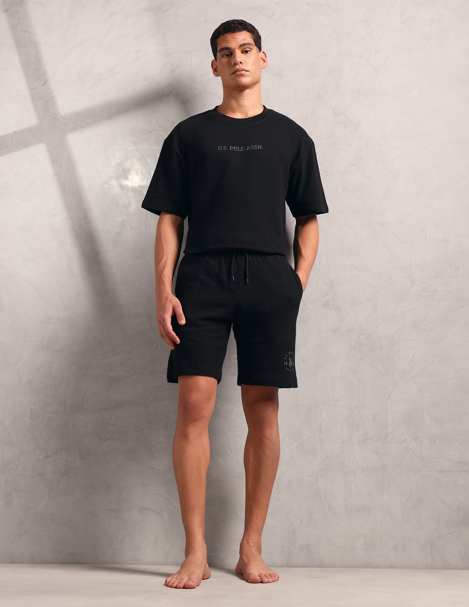 Breathable Regular Fit PS002 Lounge Shorts - Pack Of 1 Black - U.S. POLO ASSN. | Large