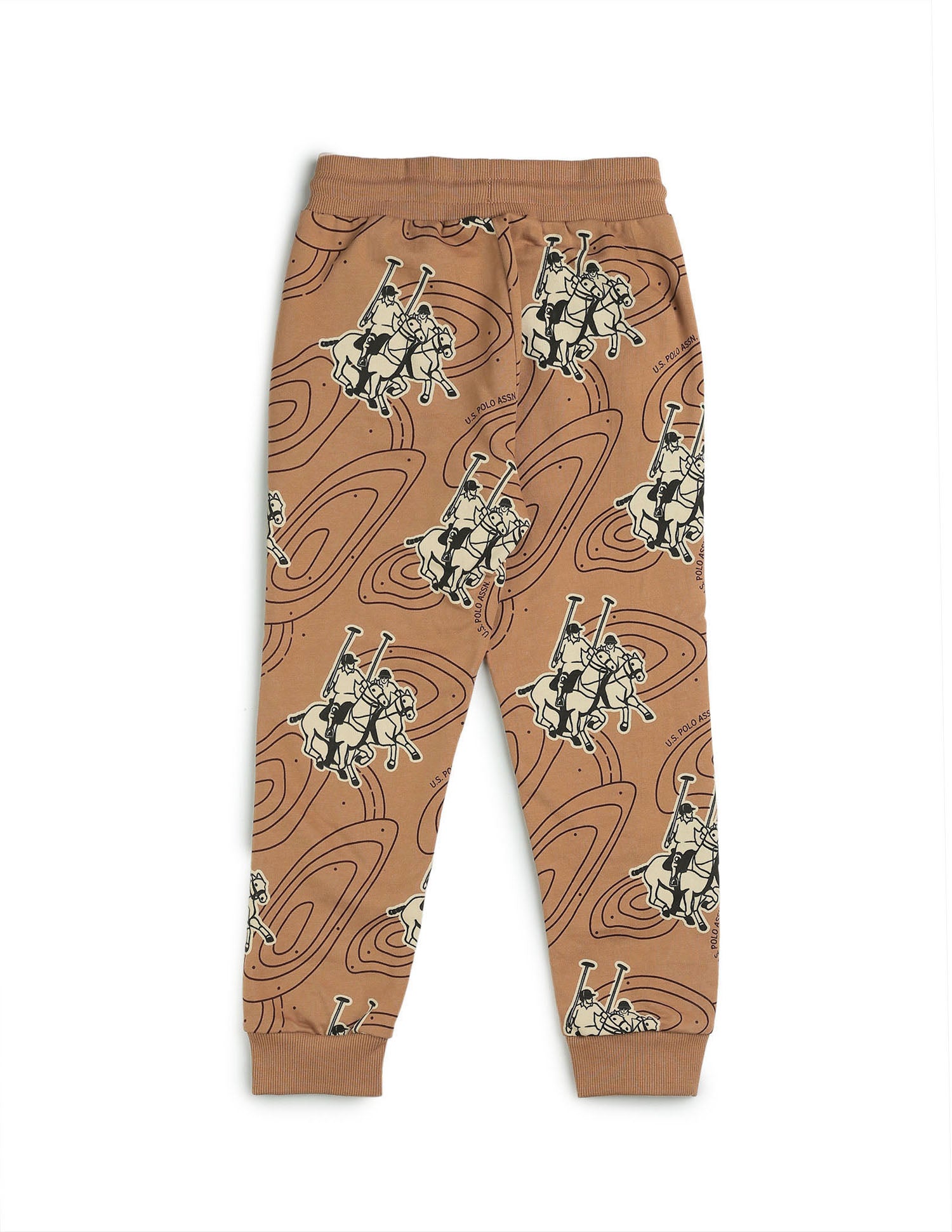 Boys Graphic Brand Printed Regular Fit Joggers Light Brown - U.S. POLO ASSN. | Large