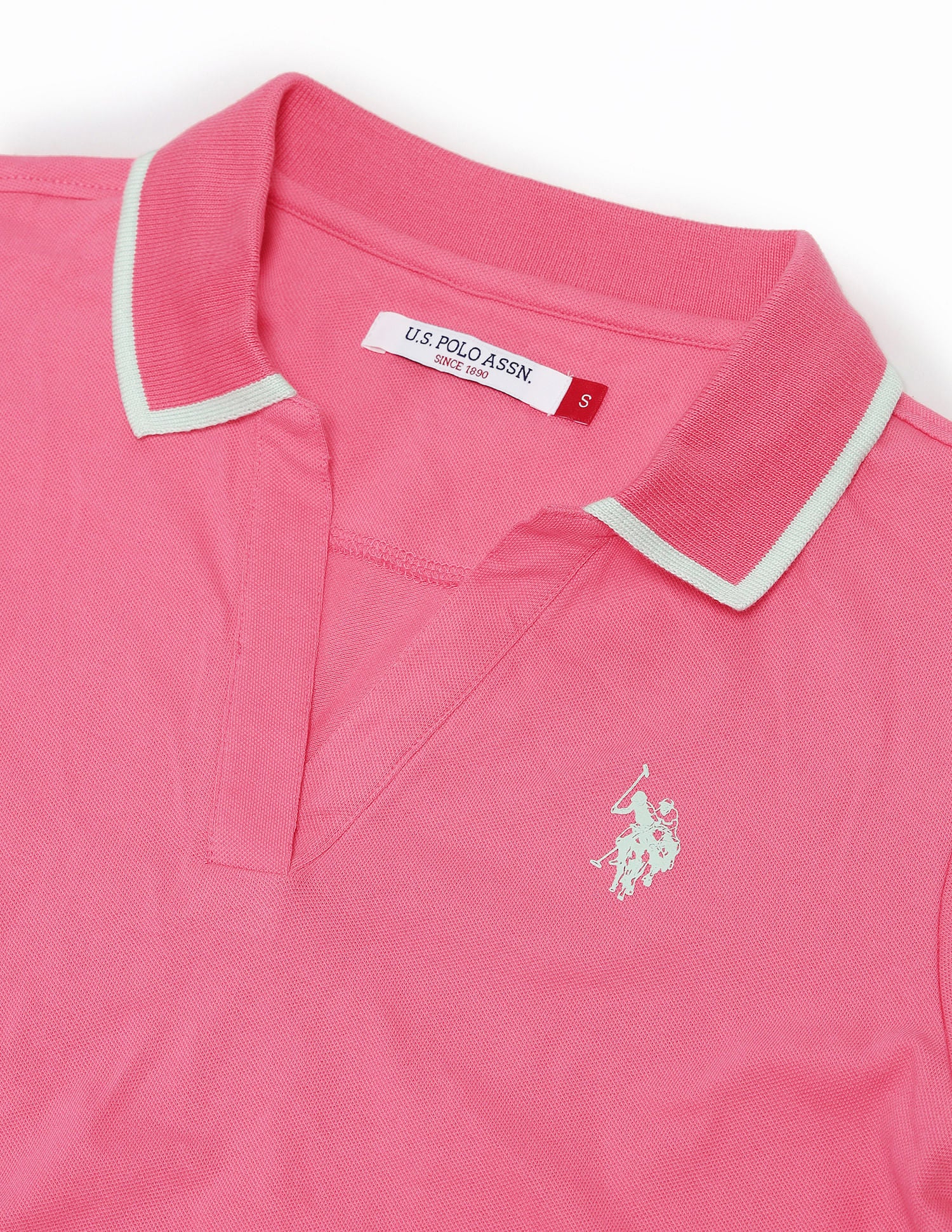 Tipped Collar Solid Polo Shirt Pink - U.S. POLO ASSN. | Large