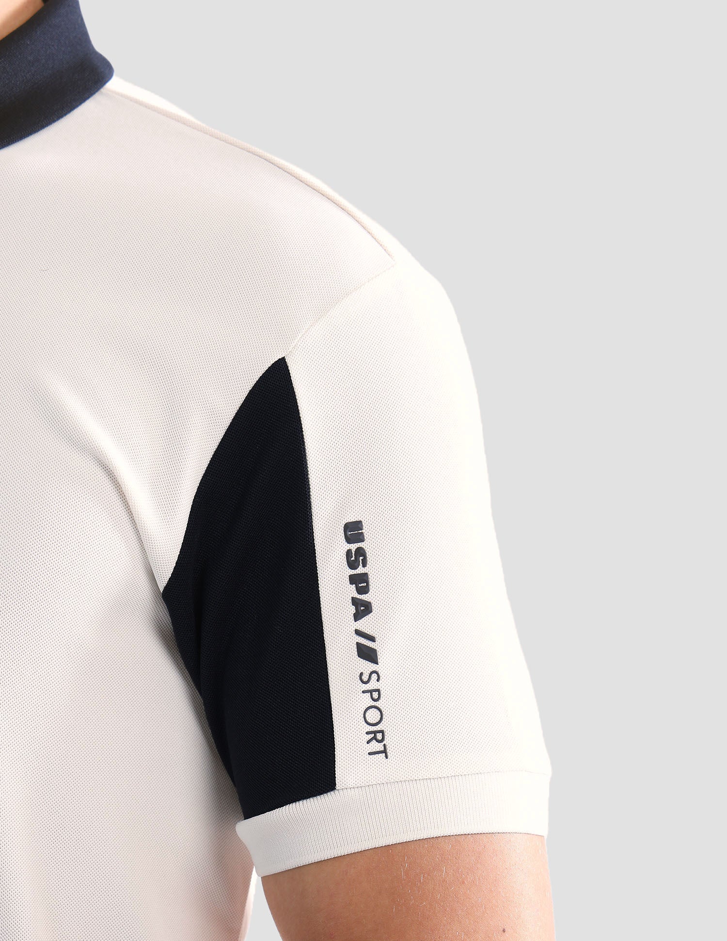 Solid Regular Fit Active Polo Shirt Off White - U.S. POLO ASSN. | Large