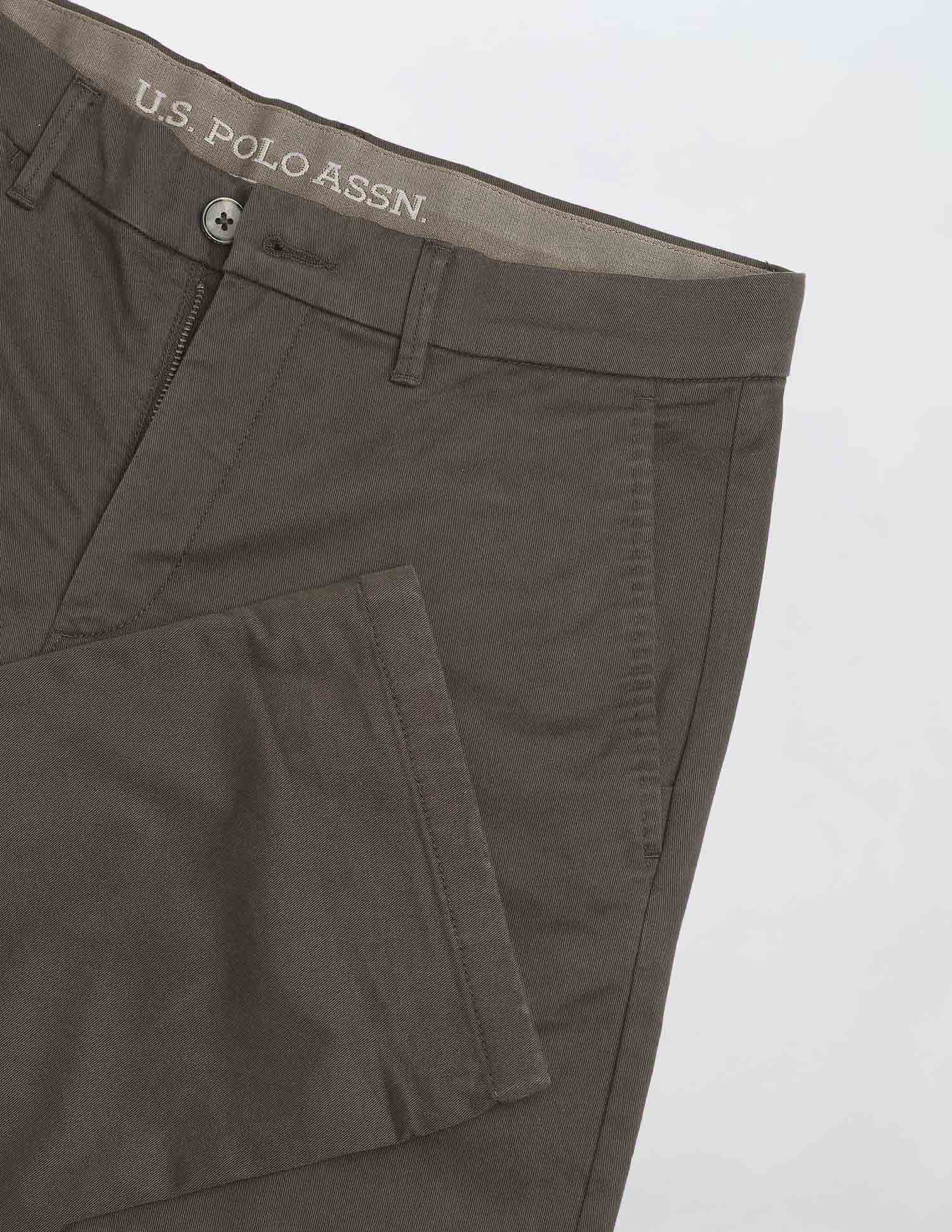 Solid Riley Straight Fit Trousers Dark Brown - U.S. Polo Assn. India | Large