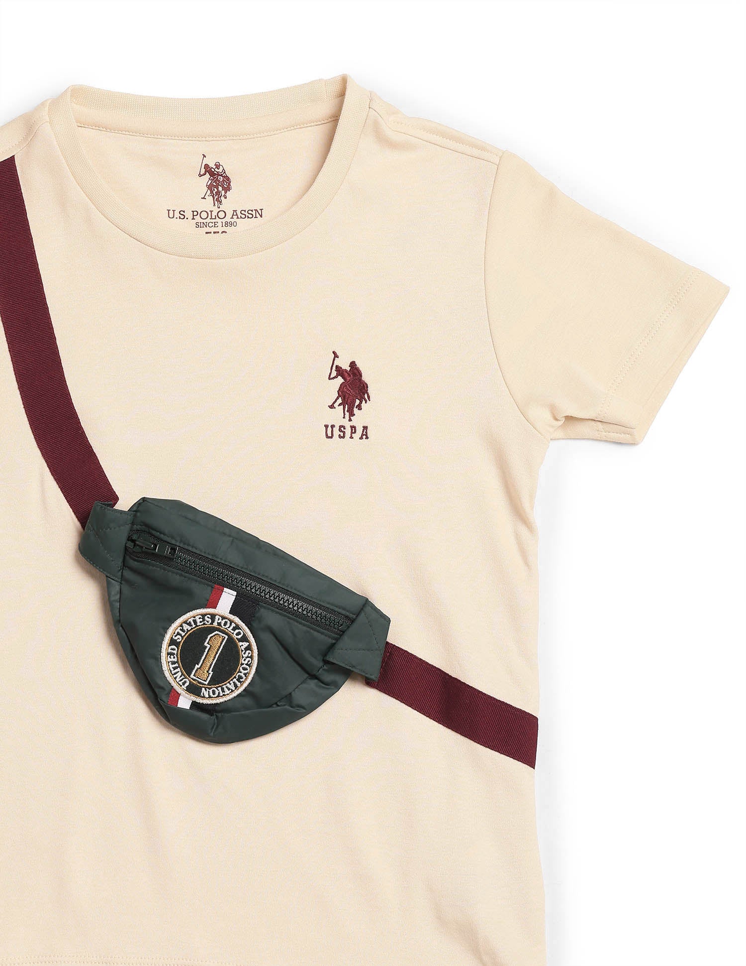 Boys Solid Regular Fit T-Shirt Ecru - U.S. POLO ASSN. | Large