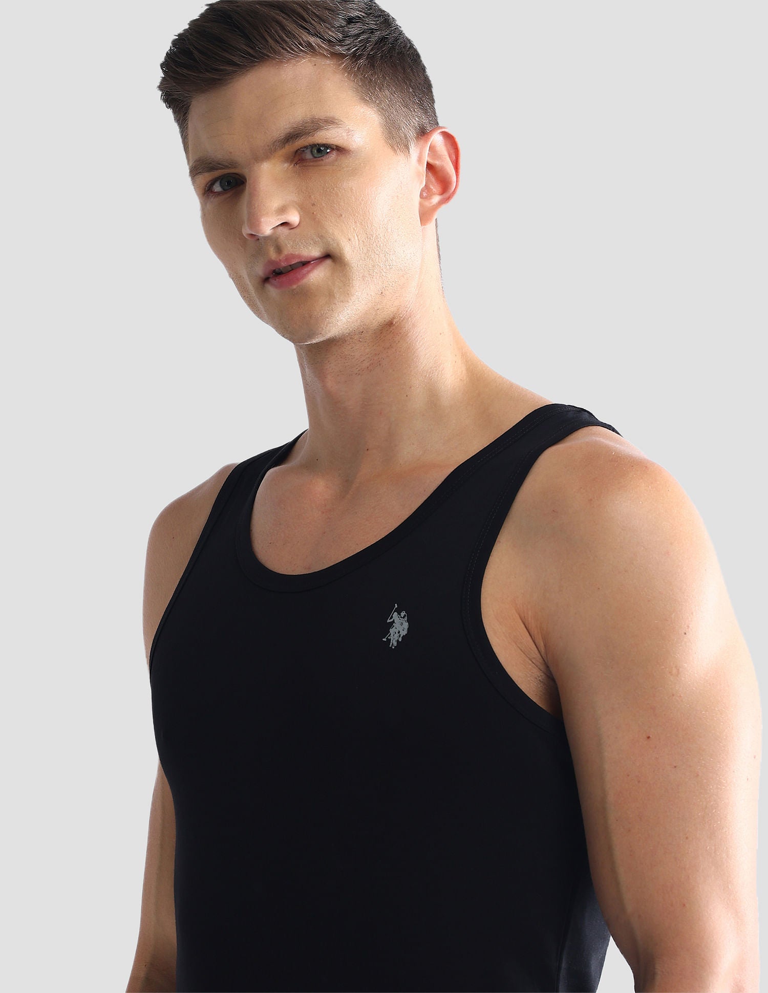 Solid Cotton OEV03 Vest - Pack Of 2 Black and Blue - U.S. POLO ASSN. | Large