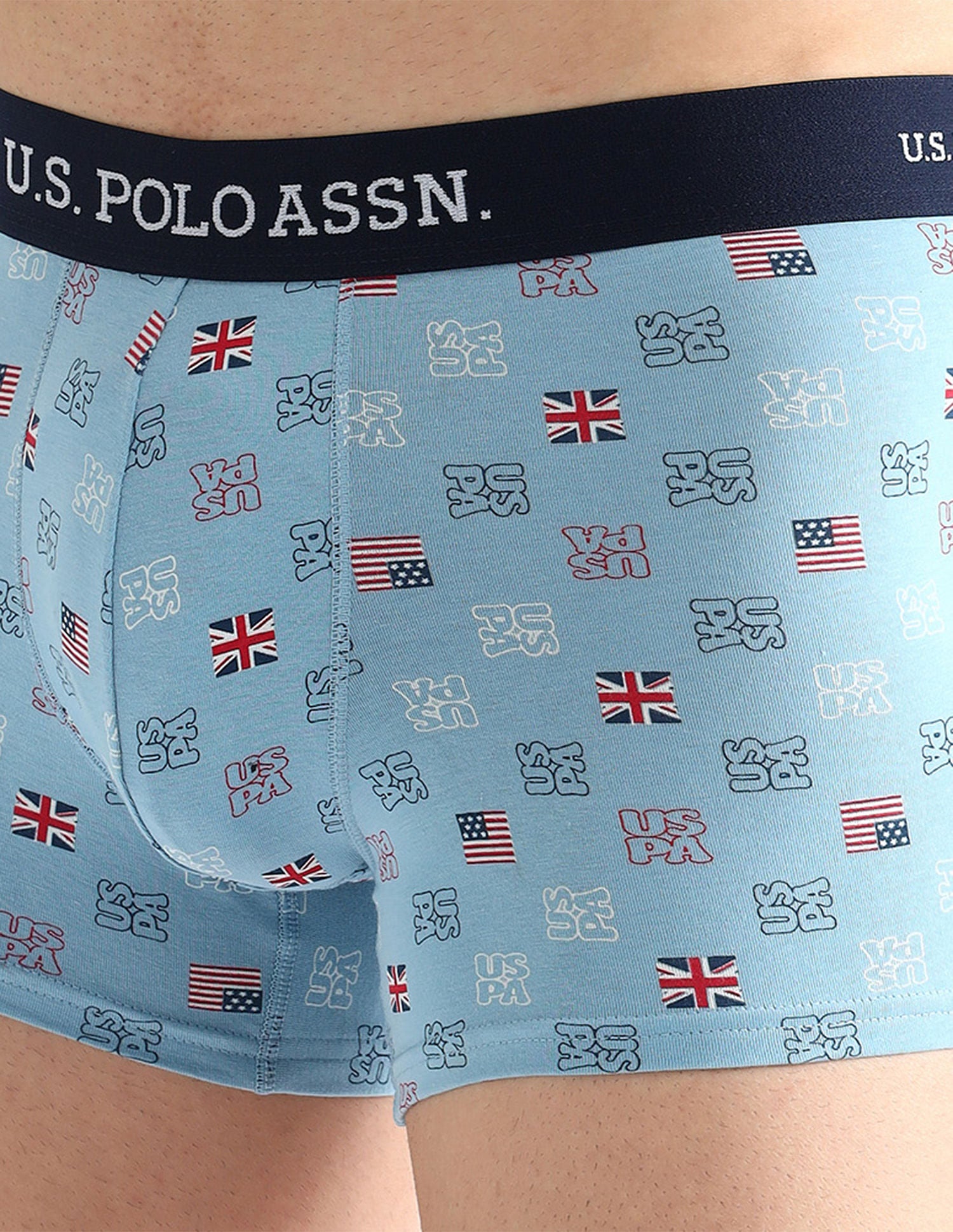 Elasticized Waist Solid OET14 Trunks - Pack Of 3 White, White and Light Blue - U.S. POLO ASSN. | Large