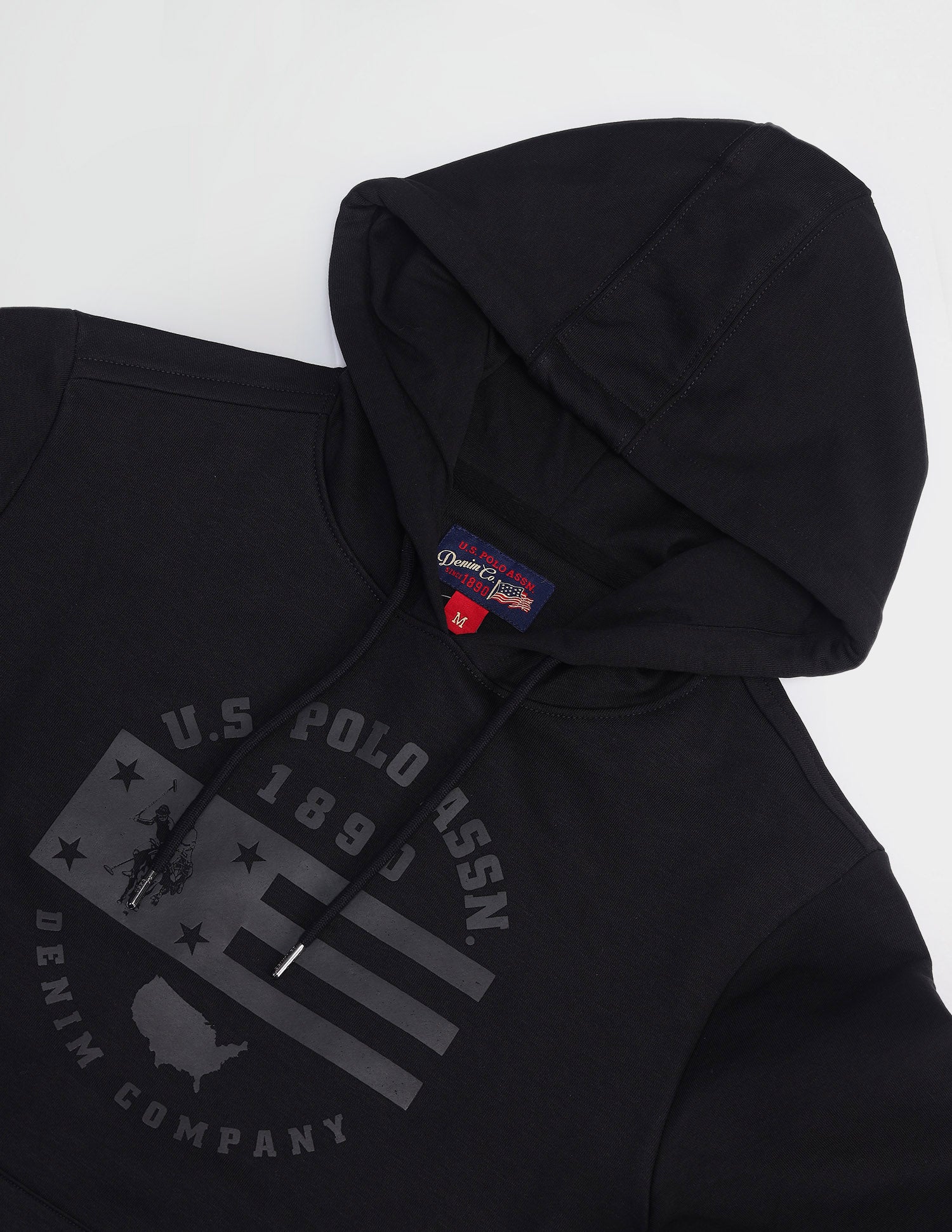Brand Printed Hooded Sweatshirt Black - U.S. POLO ASSN. | Large