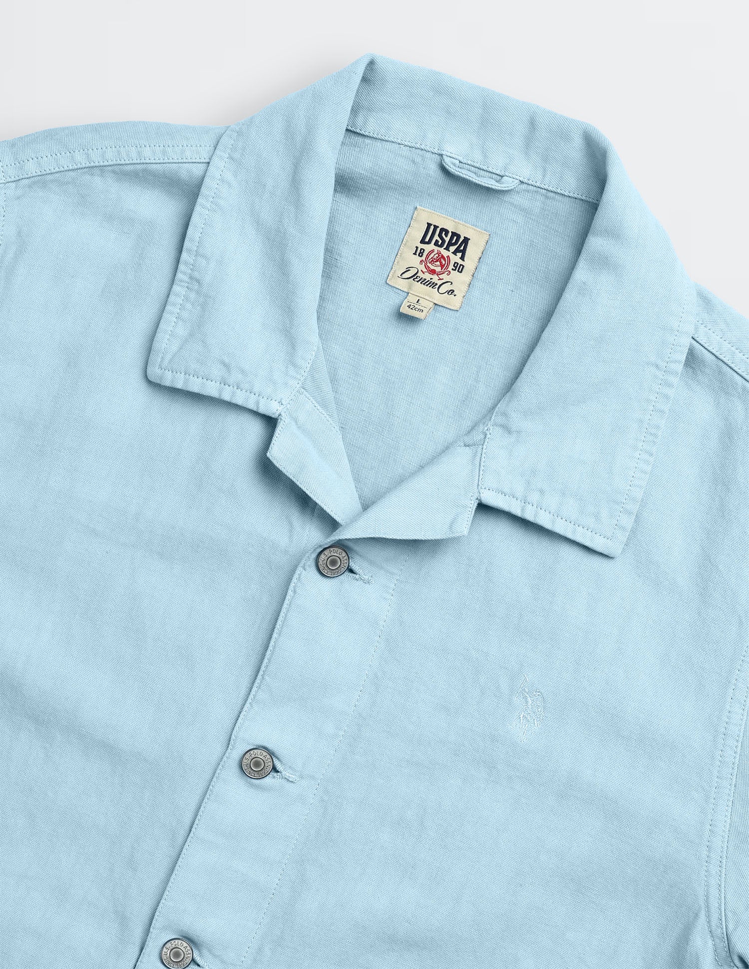 Solid Regular Fit Shacket Blue - U.S. Polo Assn. India | Large