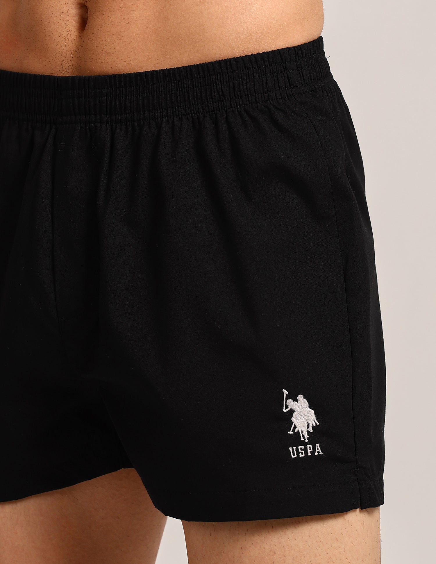 Light Cotton OEX16-P2 Boxer Shorts - Pack Of 2 Ivory & Black - U.S. Polo Assn. India | Large