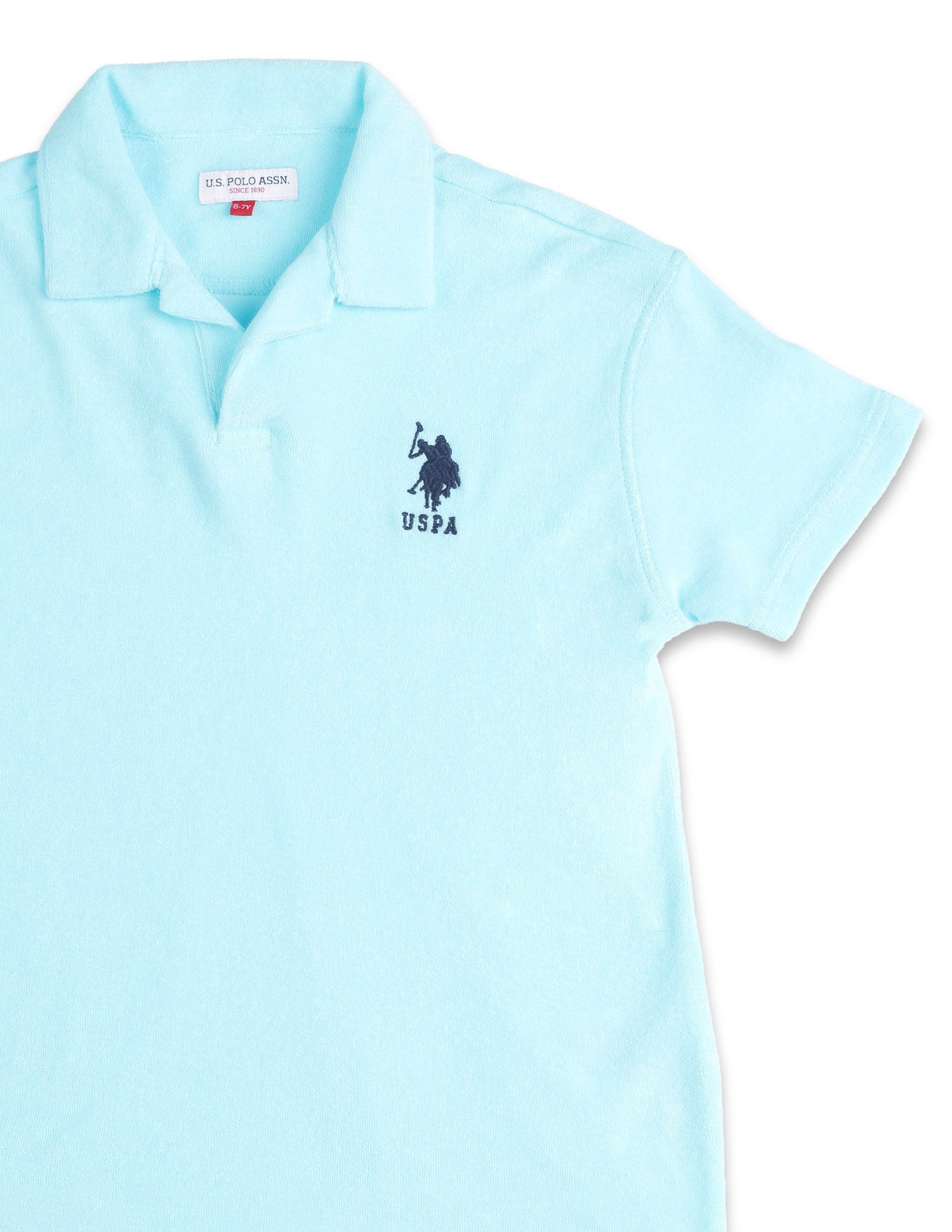 Boys Pure Cotton Solid Polo Shirt Light Blue - U.S. POLO ASSN. | Large