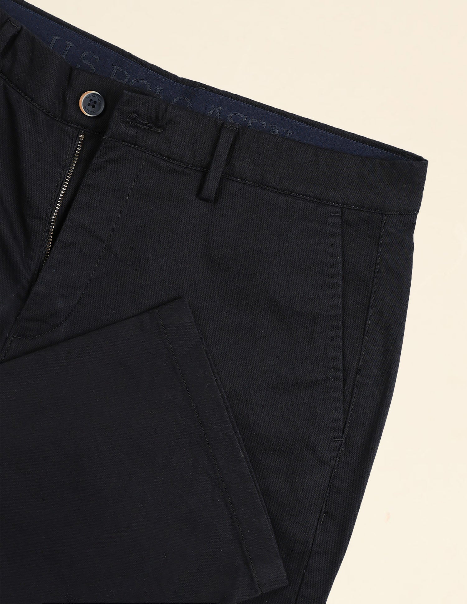 Riley Straight Fit Dobby Trousers Navy - U.S. POLO ASSN. | Large