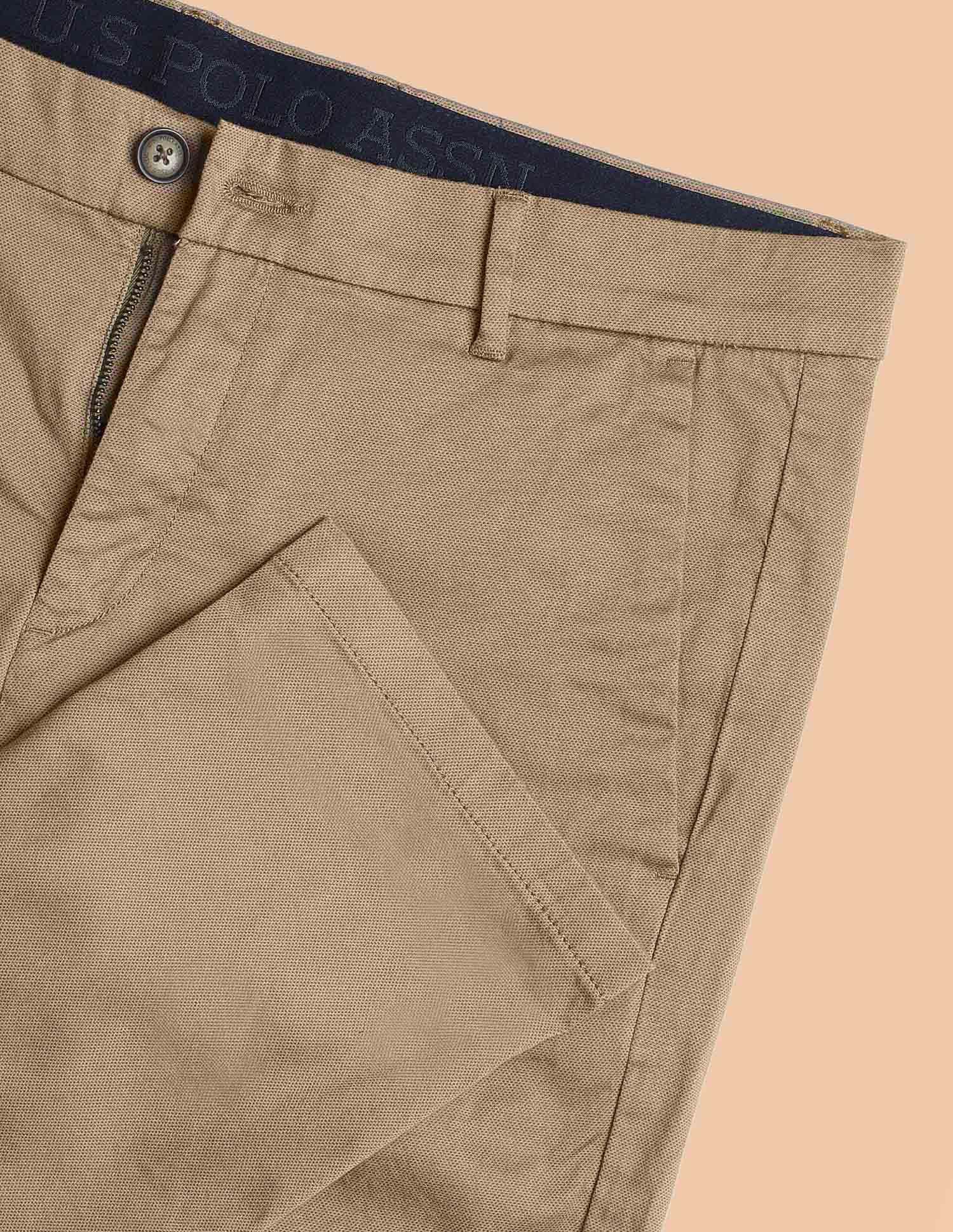 Super Slim Fit Satin Chinos Khaki - U.S. POLO ASSN. | Large