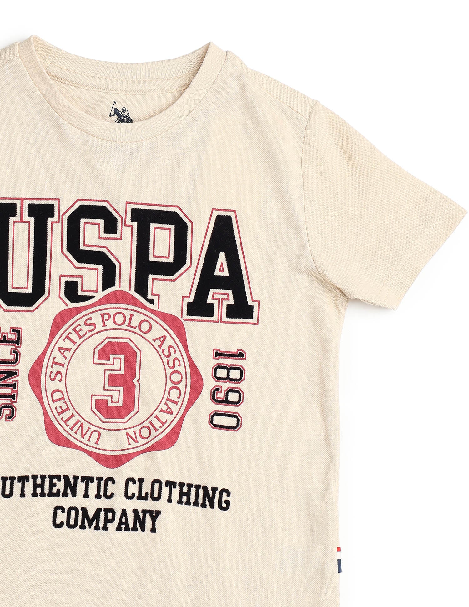 Boys Graphic Printed Pure Cotton T Shirt Ecru - U.S. POLO ASSN. | Large