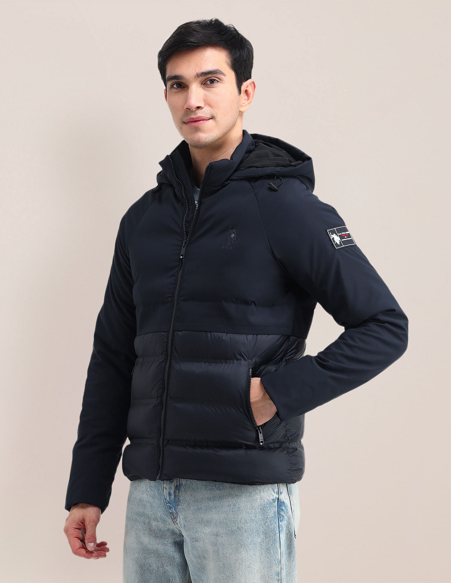 Solid Hooded Puffer Jacket Dark Navy - U.S. POLO ASSN. | Large
