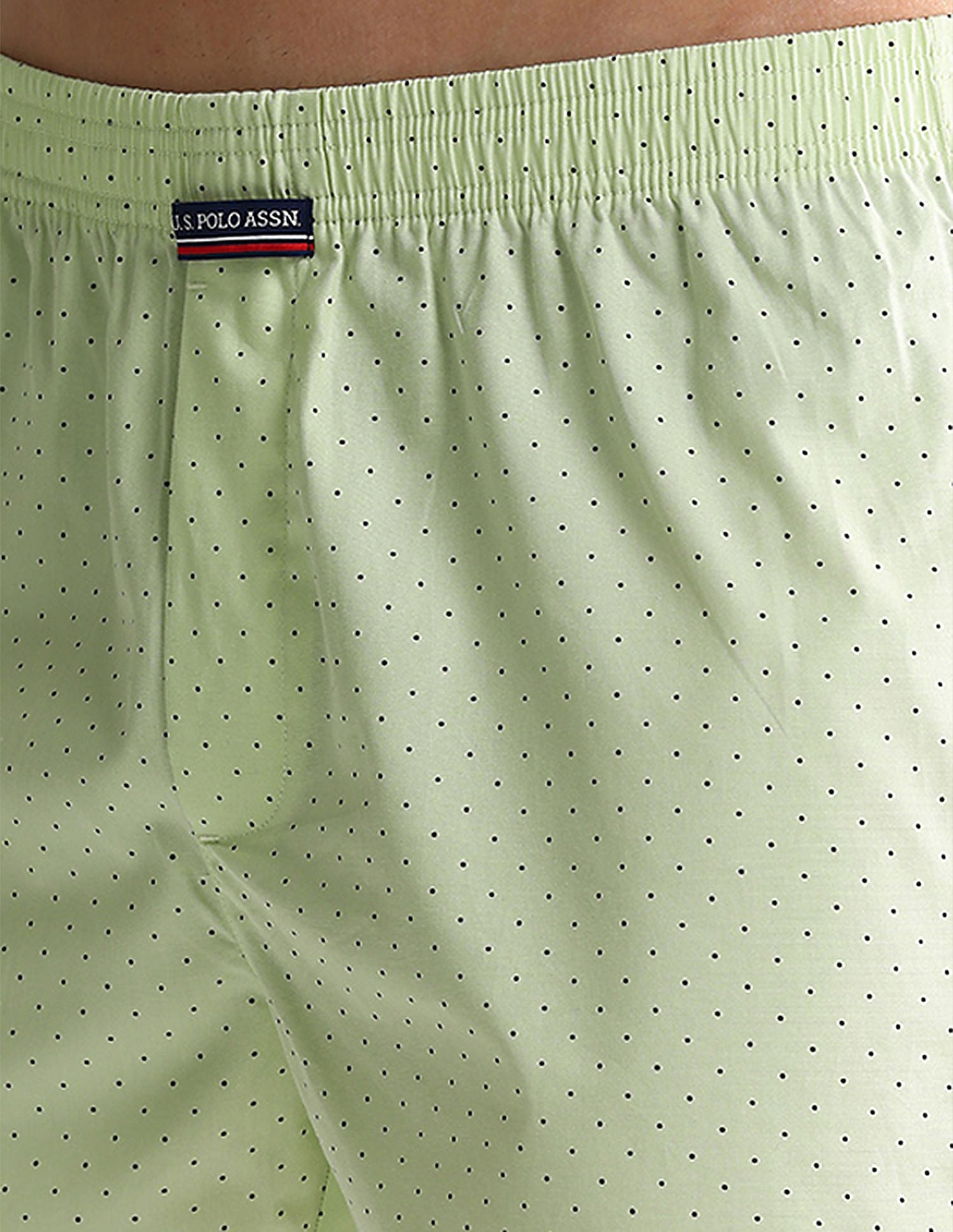 Mid Rise Solid OEX05 Shorts - Pack Of 2 Polka Dot Lt Green And Lt Green - U.S. POLO ASSN. | Large