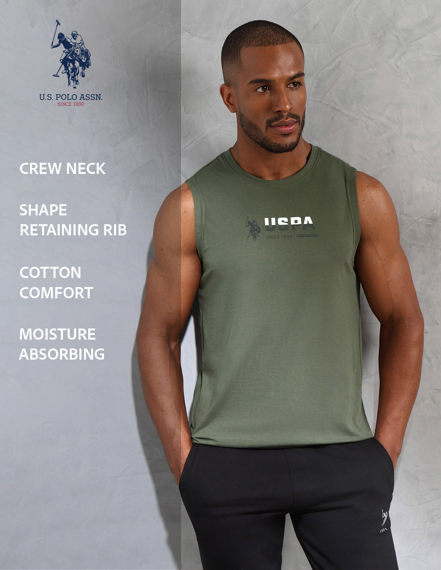 Brand Print Comfort Fit OEV06 Vest - Pack Of 1 Olive - U.S. POLO ASSN. | Large