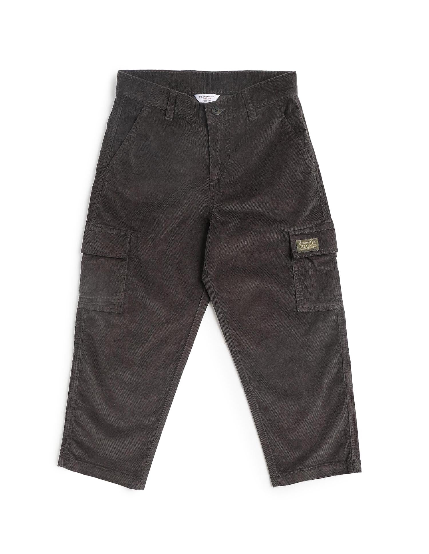Boys Solid Corduroy Cargo Olive - U.S. POLO ASSN. | Large