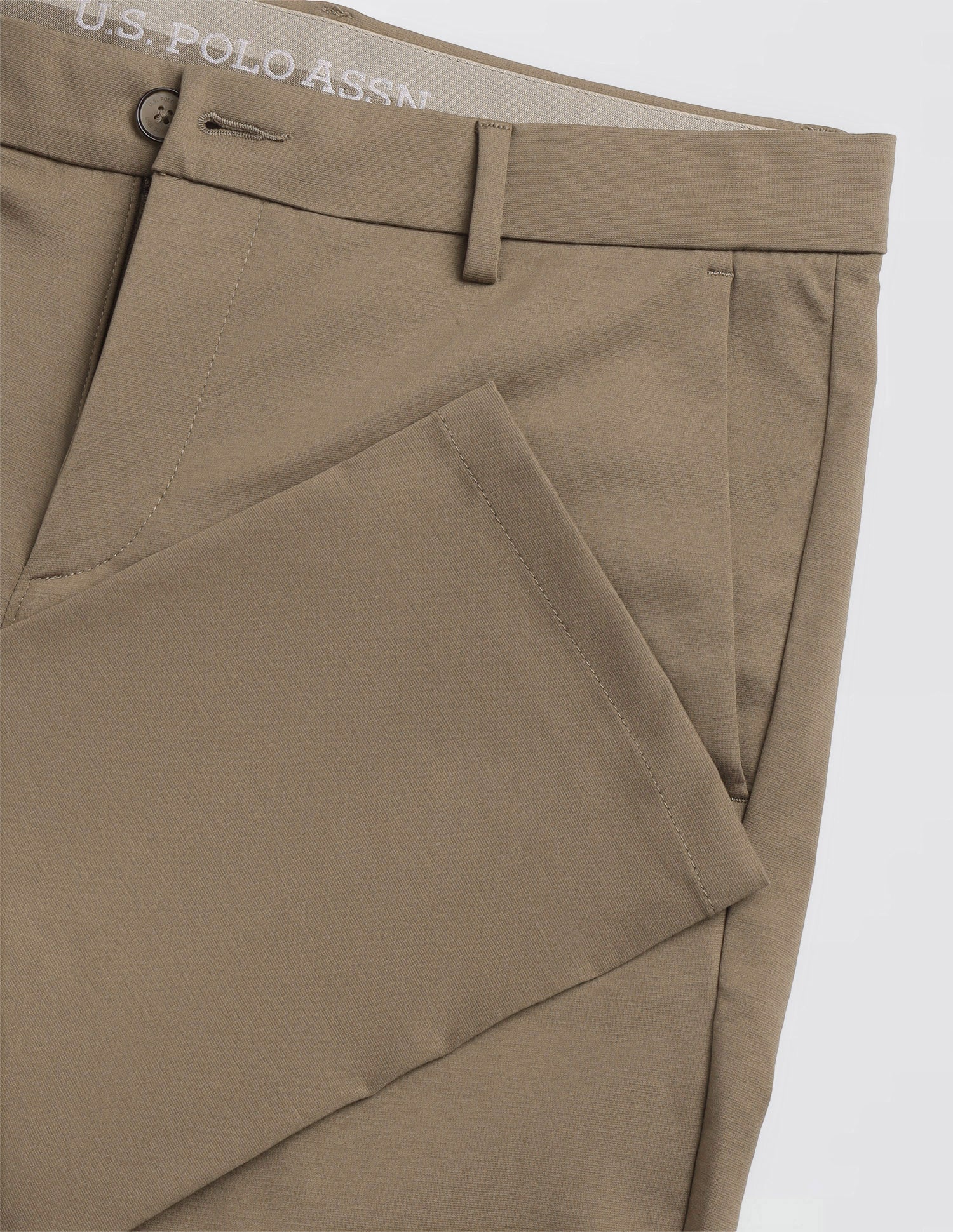 Denver Slim Fit Satin Trousers Khaki - U.S. Polo Assn. India | Large