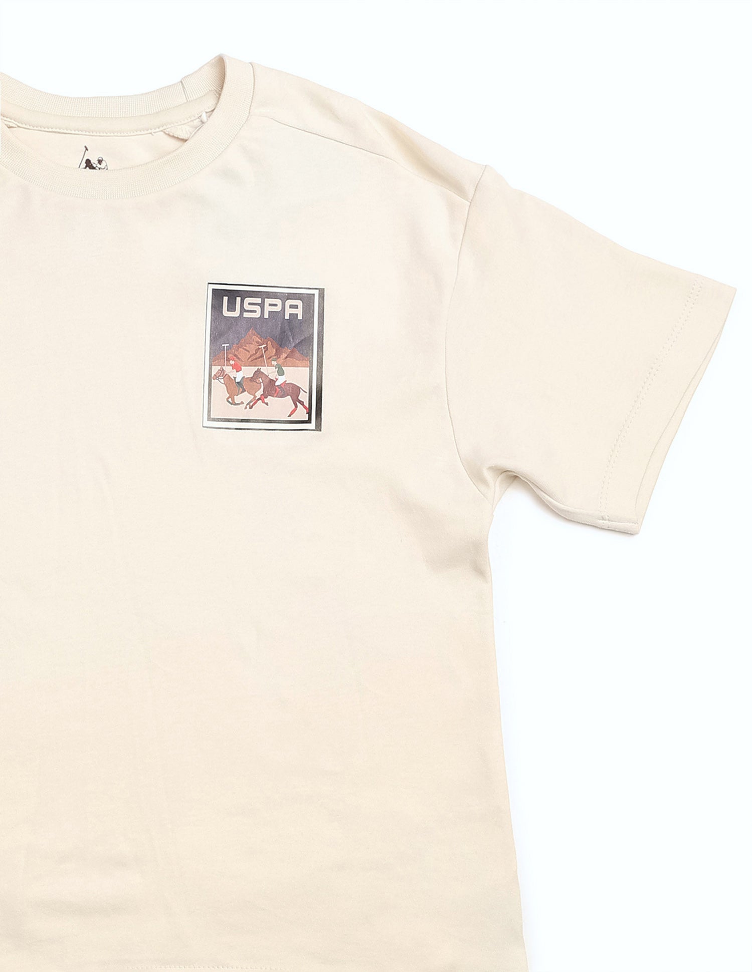 Boys Graphic Brand Printed Boxy Fit T Shirt Off White - U.S. POLO ASSN. | Large