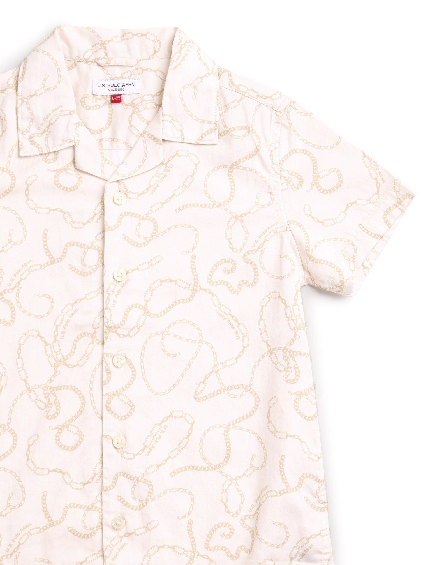 Boys All Over Printed Satin Shirt Off White - U.S. POLO ASSN. | Large