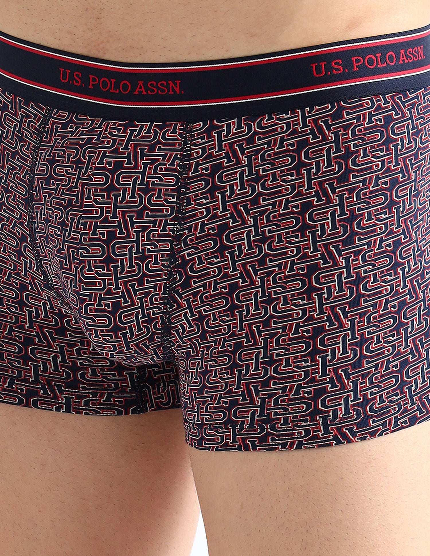 Elasticized Waist Printed I616 Trunks - Pack Of 2 Black and Navy - U.S. POLO ASSN. | Large