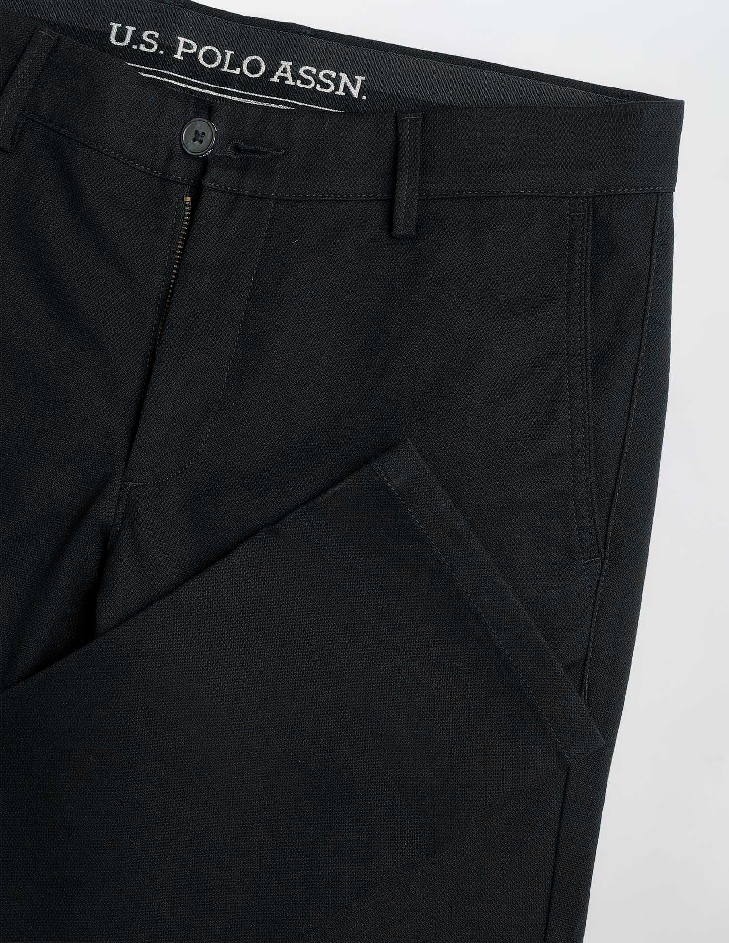 Denver Slim Fit Dobby Trousers Black - U.S. Polo Assn. India | Large