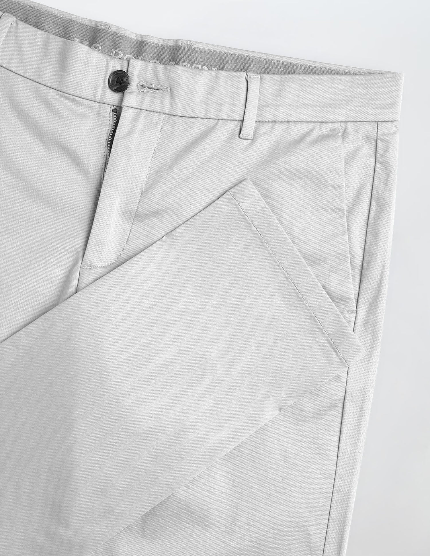 Denver Slim Fit Dobby Trousers Light Grey - U.S. Polo Assn. India | Large