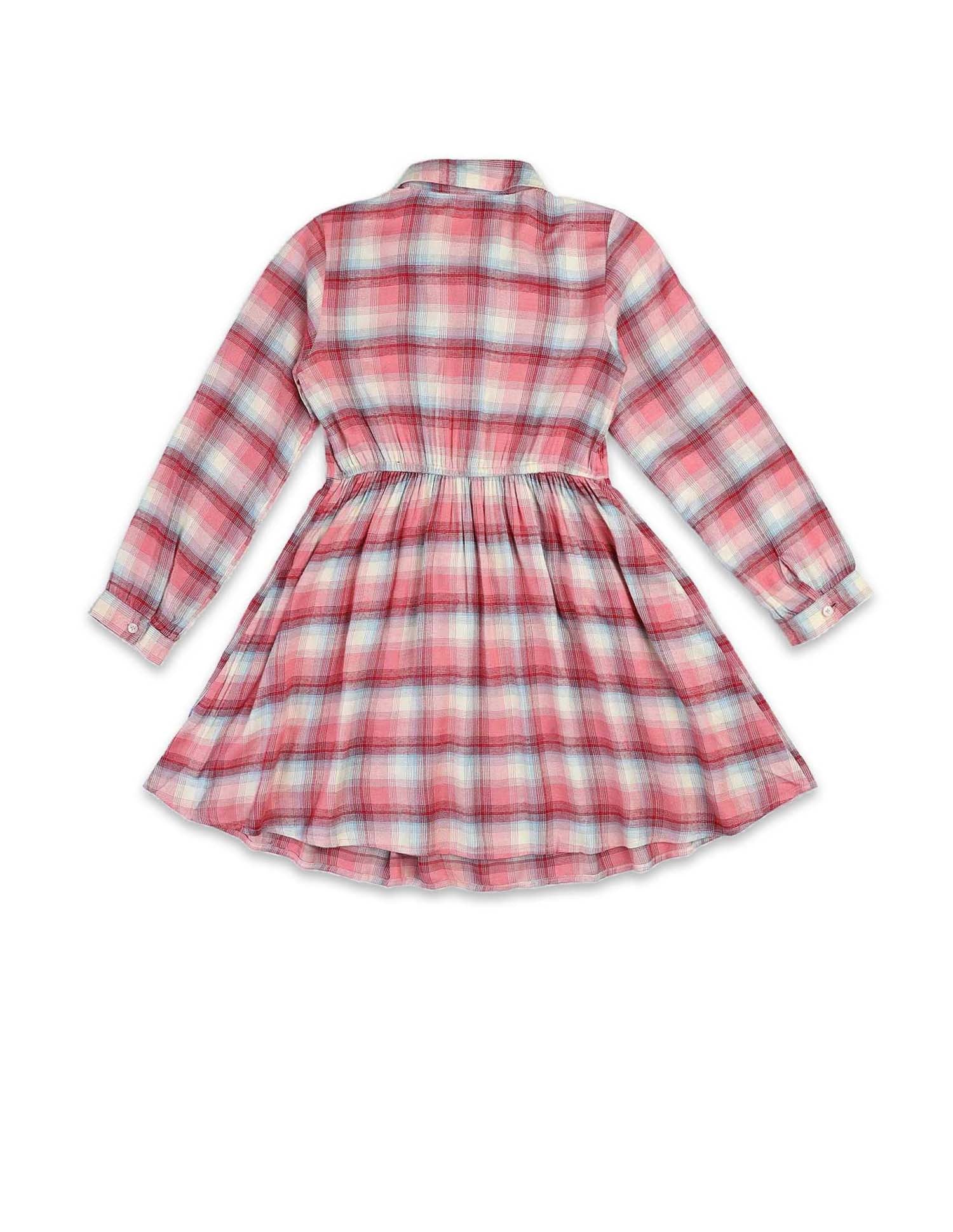 Girls Checked Shirt Dress Pink - U.S. POLO ASSN. | Large