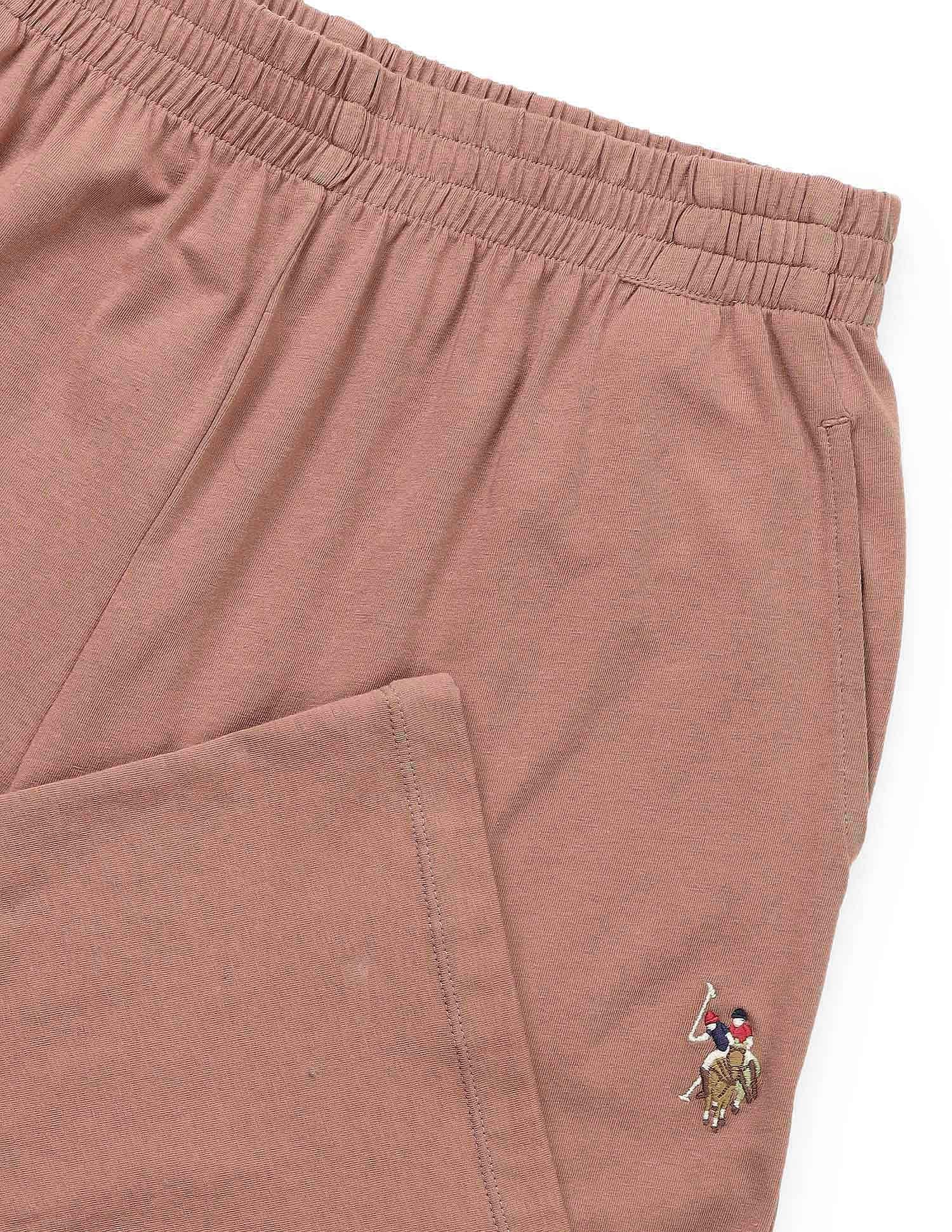 High-Rise Wide Leg Lounge Pants Beige - U.S. POLO ASSN. | Large