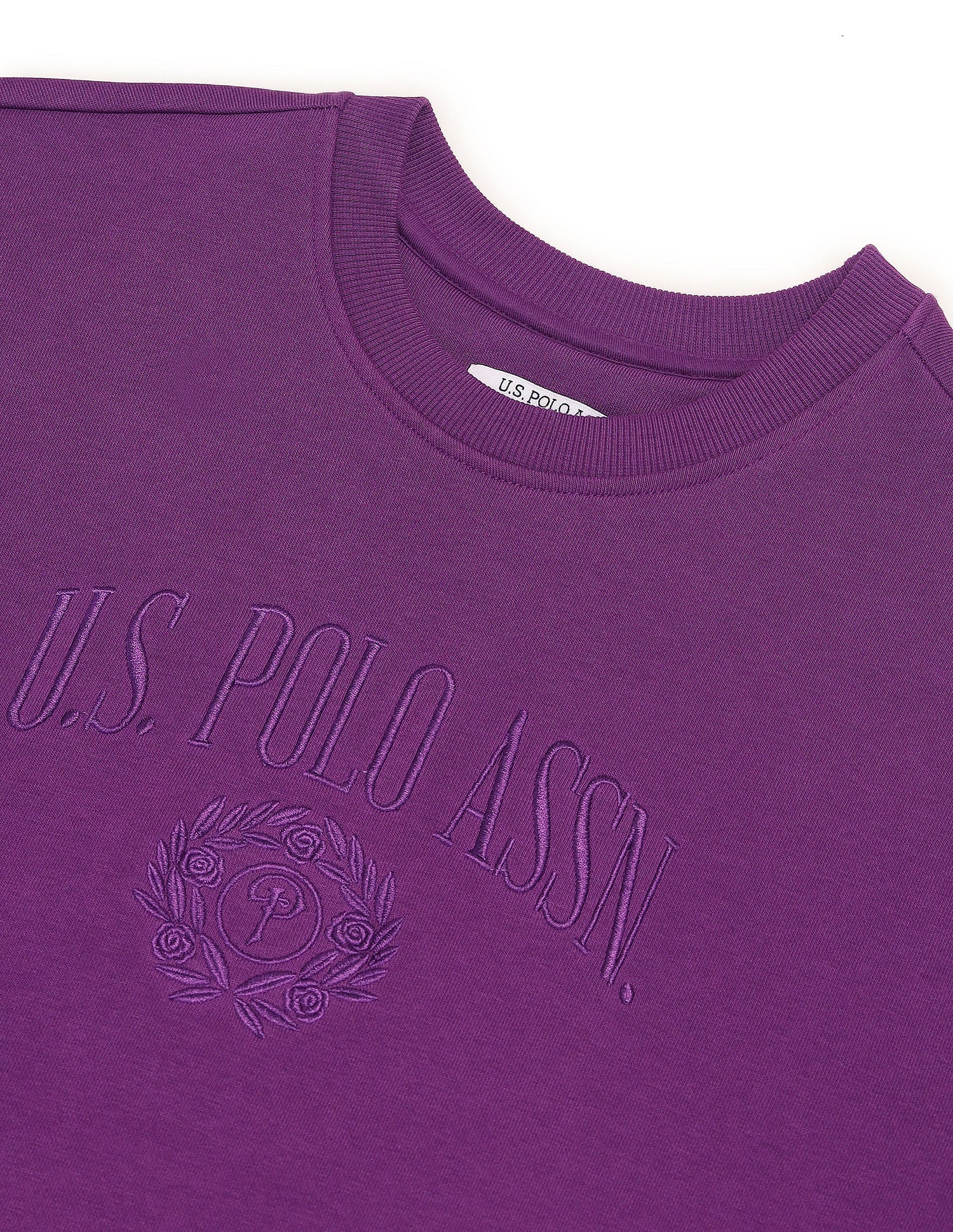 Drop Shoulder Embroidered Sweatshirt Purple - U.S. POLO ASSN. | Large